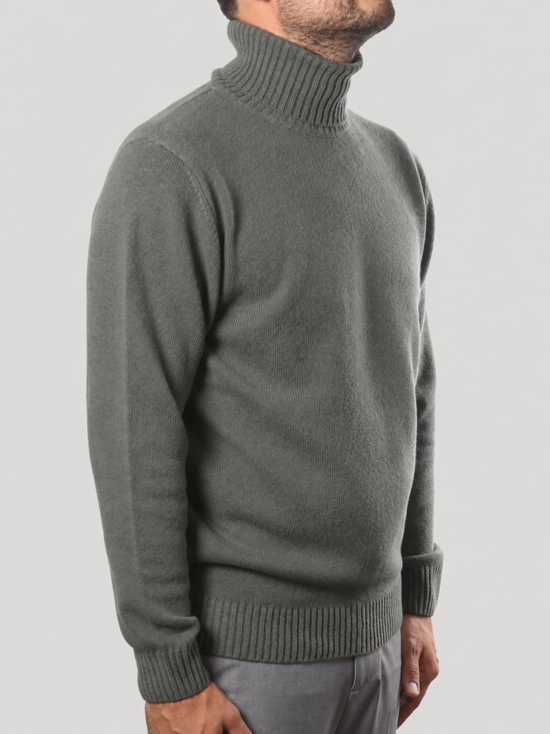 Maglione Collo Alto in Lana,  100%  Made in Italy  Bosco