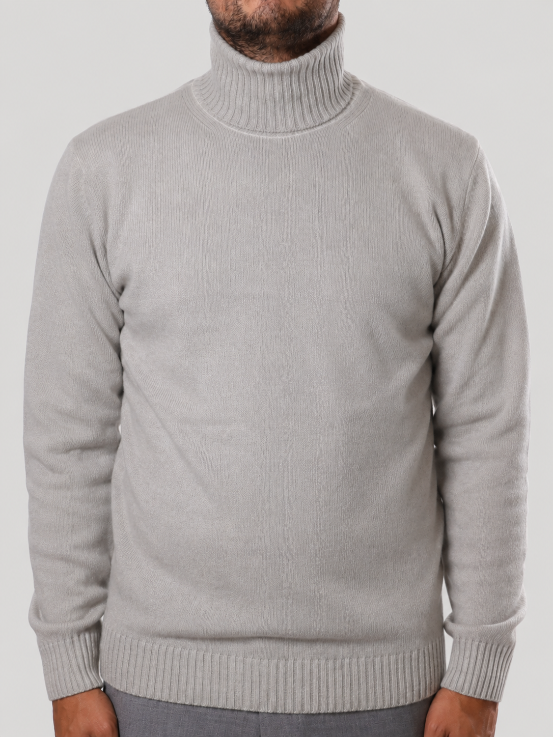 Maglione Collo Alto in Lana,  100%  Made in Italy  Perla