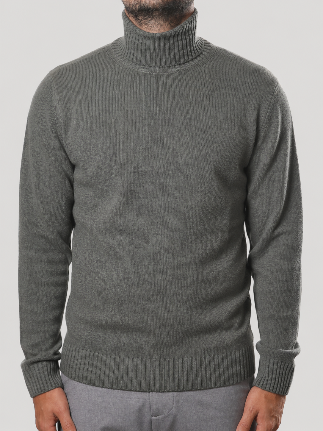 Maglione Collo Alto in Lana,  100%  Made in Italy  Bosco