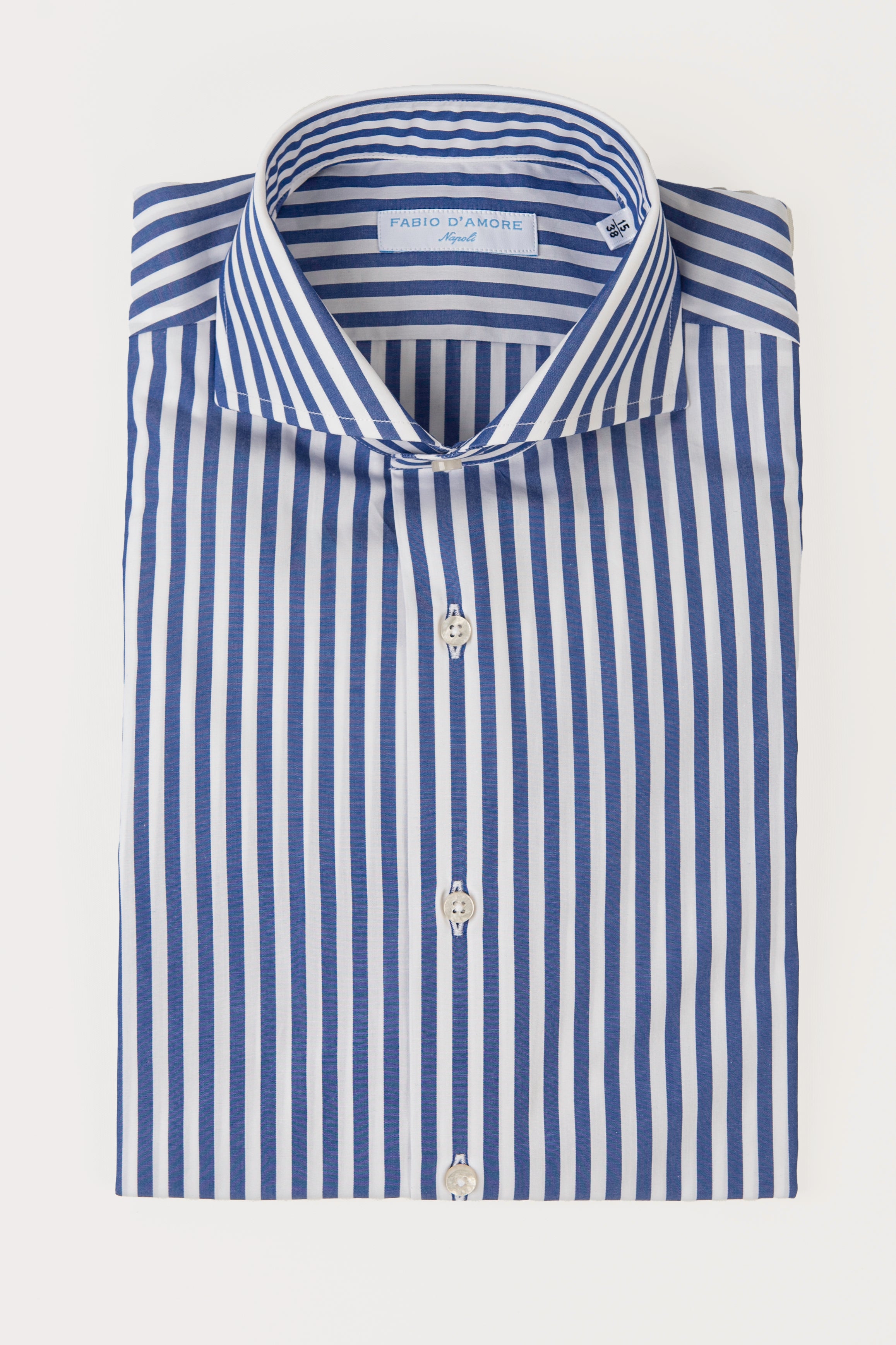 Camicia Rigata blu Slim Fit Collo Mezzo Francese