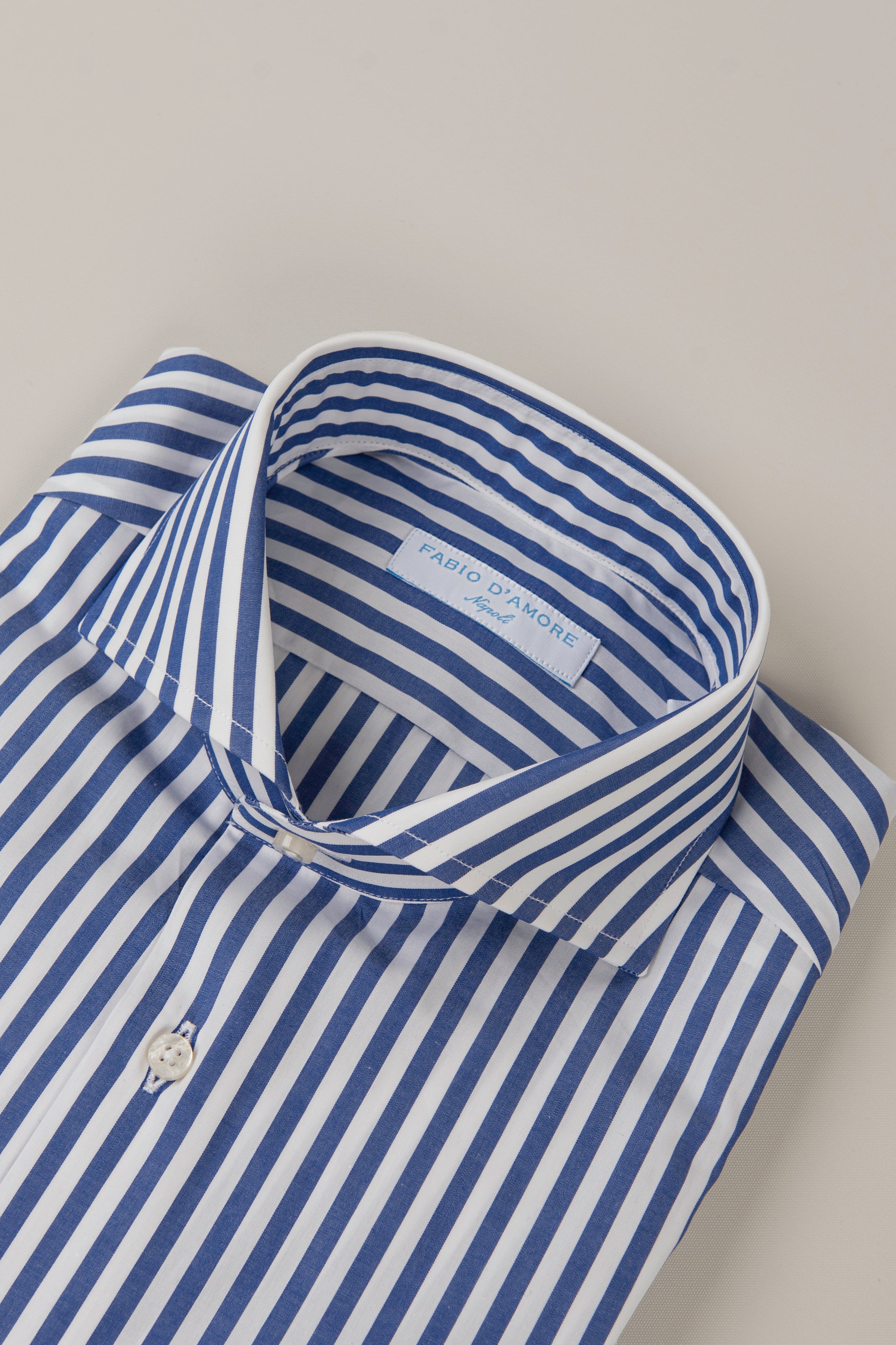 Camicia Rigata blu Slim Fit Collo Mezzo Francese