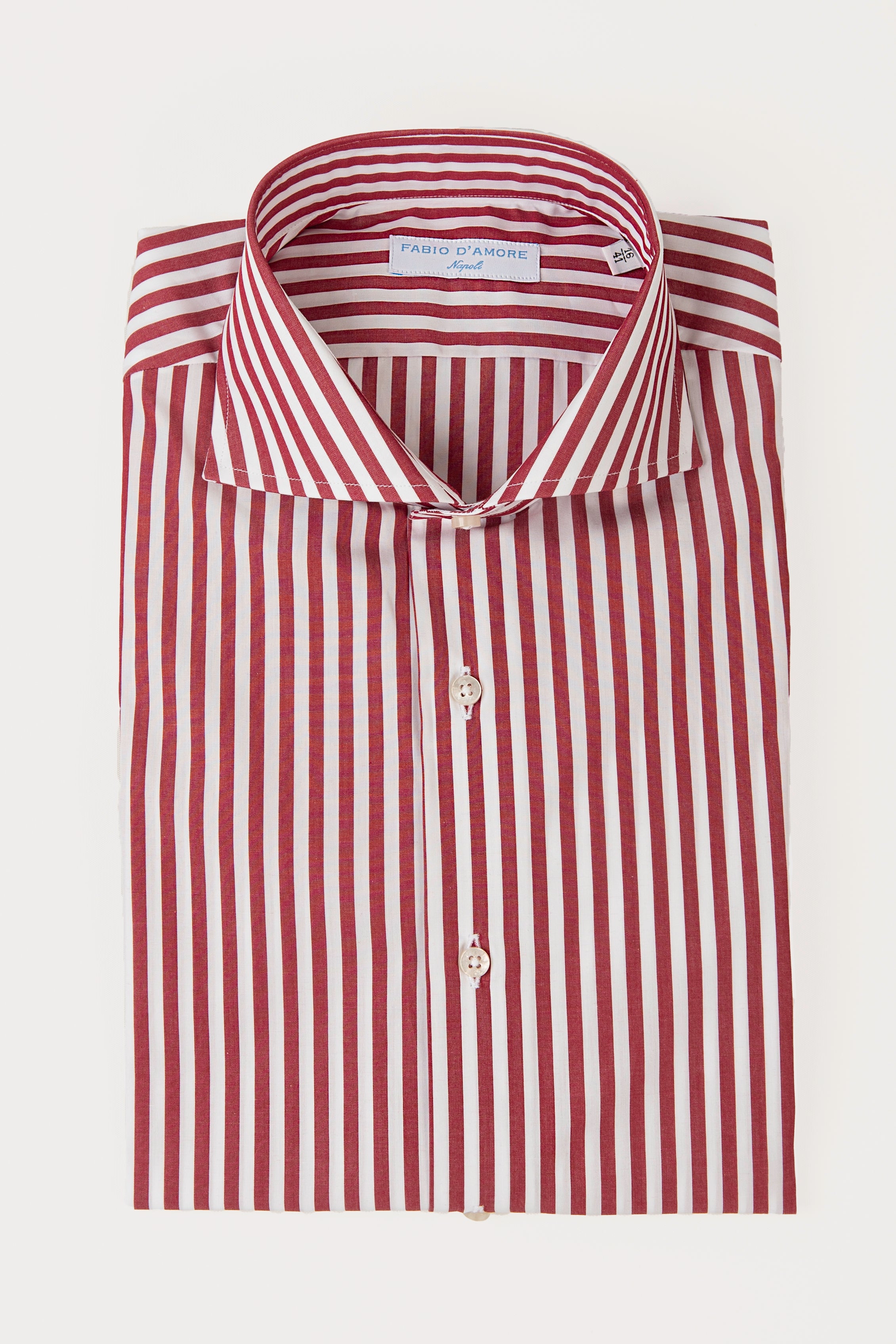 Camicia Rigata Rossa Slim Fit Collo Mezzo Francese