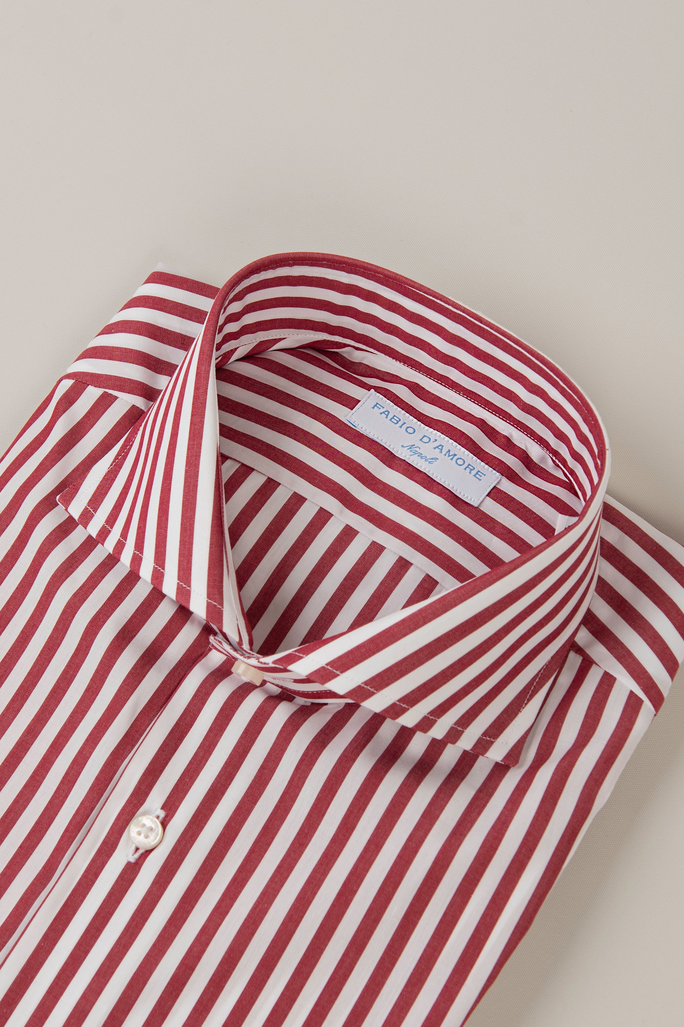 Camicia Rigata Rossa Slim Fit Collo Mezzo Francese