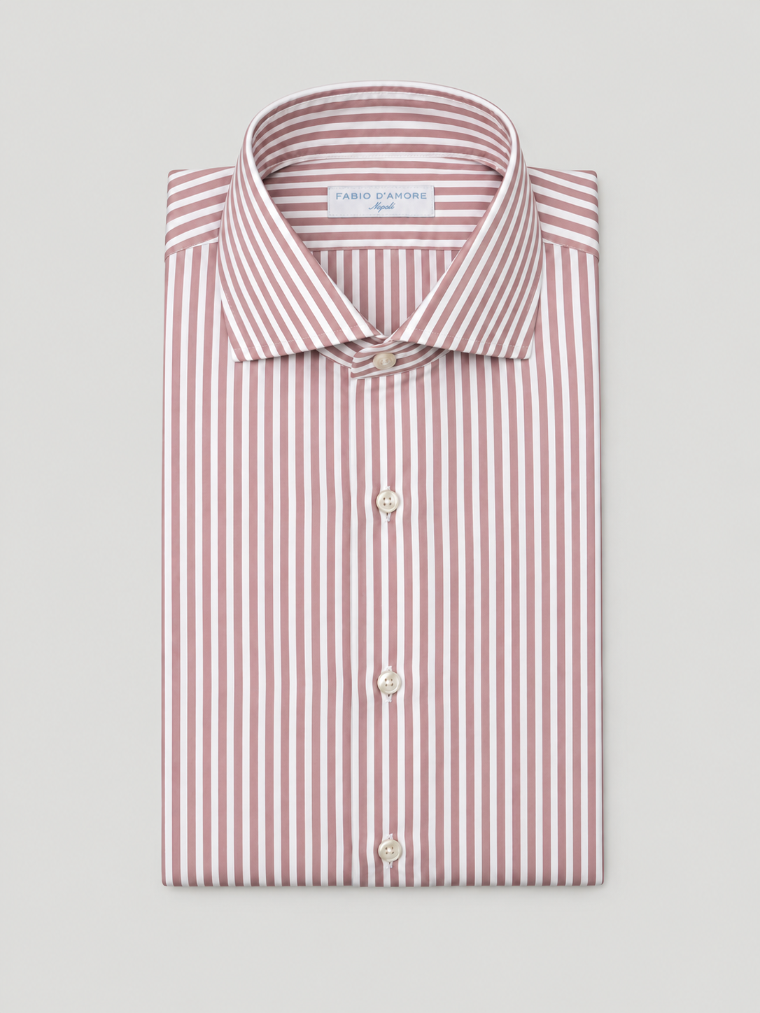 Camicia Sartoriale Naxos Rosa Cipria Made In Italy 100% Cotone Popeline 70 Compact