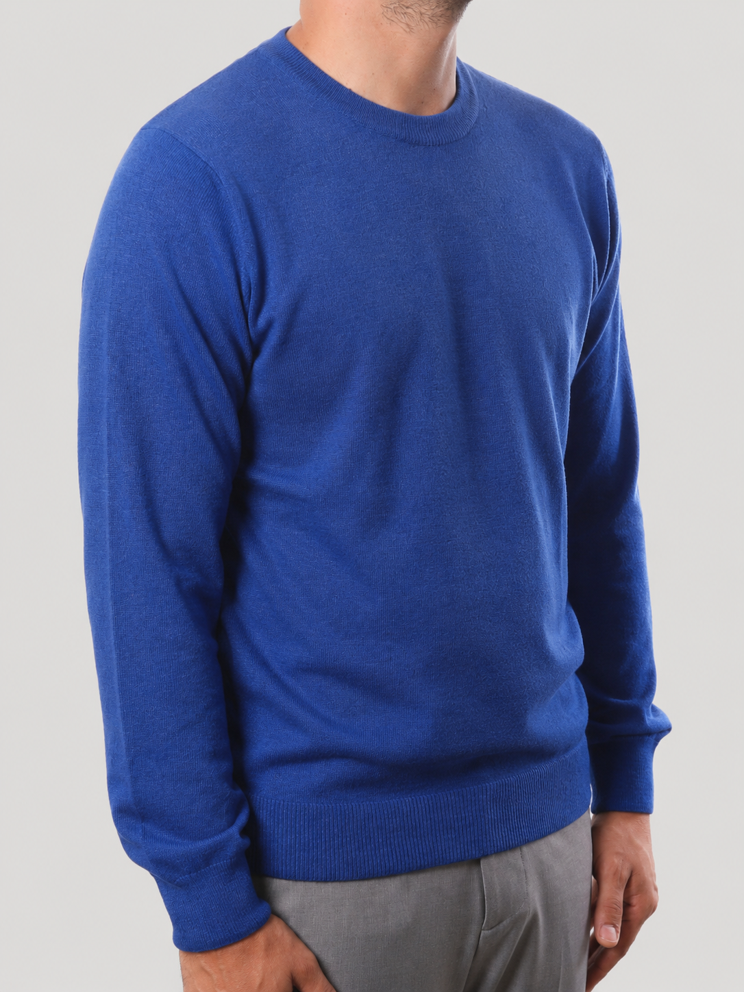 Maglione Girocollo in Cashemere,  100% Made in Italy Bluette