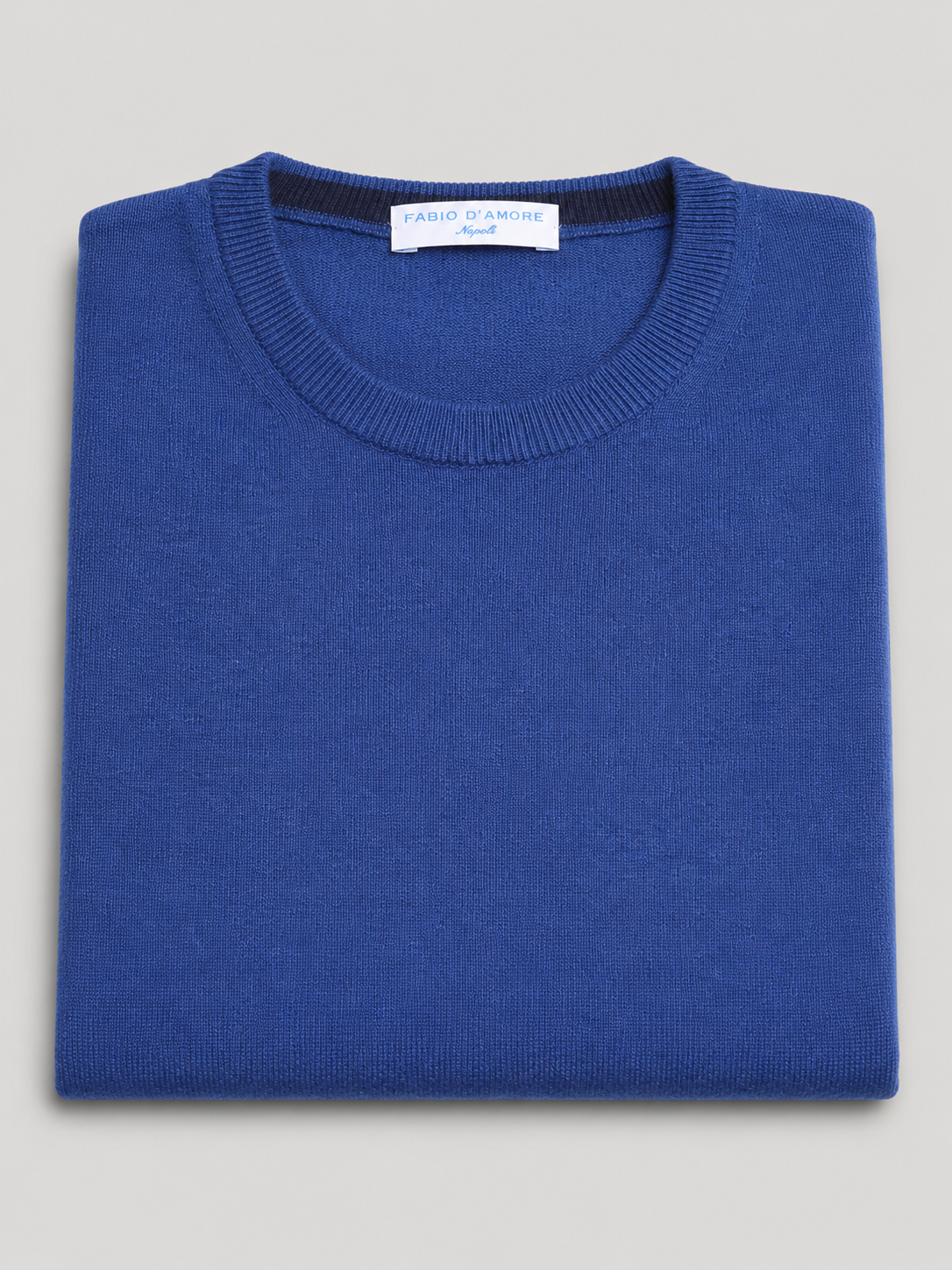 Maglione Girocollo in Cashemere,  100% Made in Italy Bluette