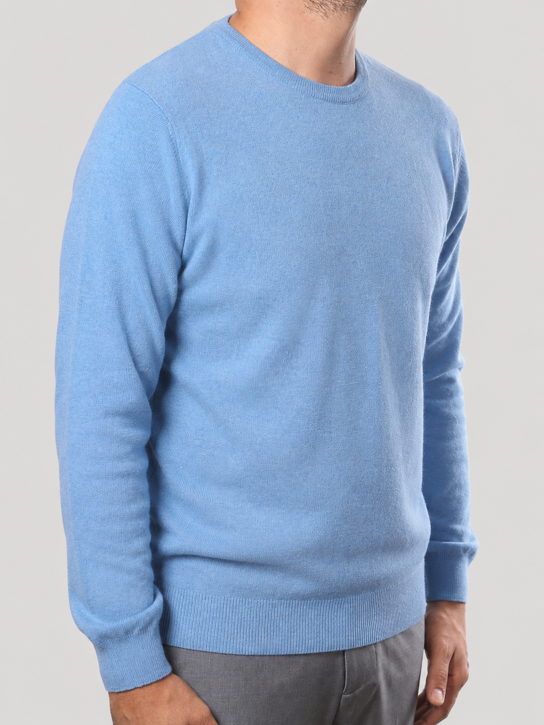 Maglione Girocollo in Cashemere,  100% Made in Italy Cielo