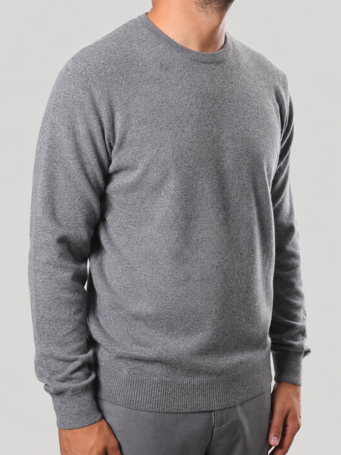 Maglione Girocollo in Cashemere,  100% Made in Italy Grigio
