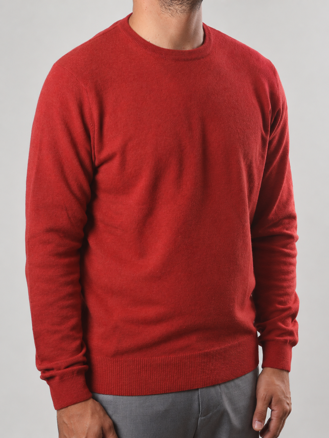 Maglione Girocollo in Cashemere,  100% Made in Italy Ruggine