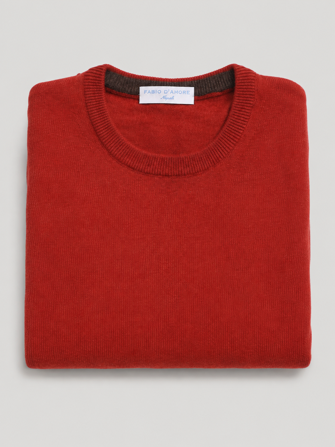 Maglione Girocollo in Cashemere,  100% Made in Italy Ruggine