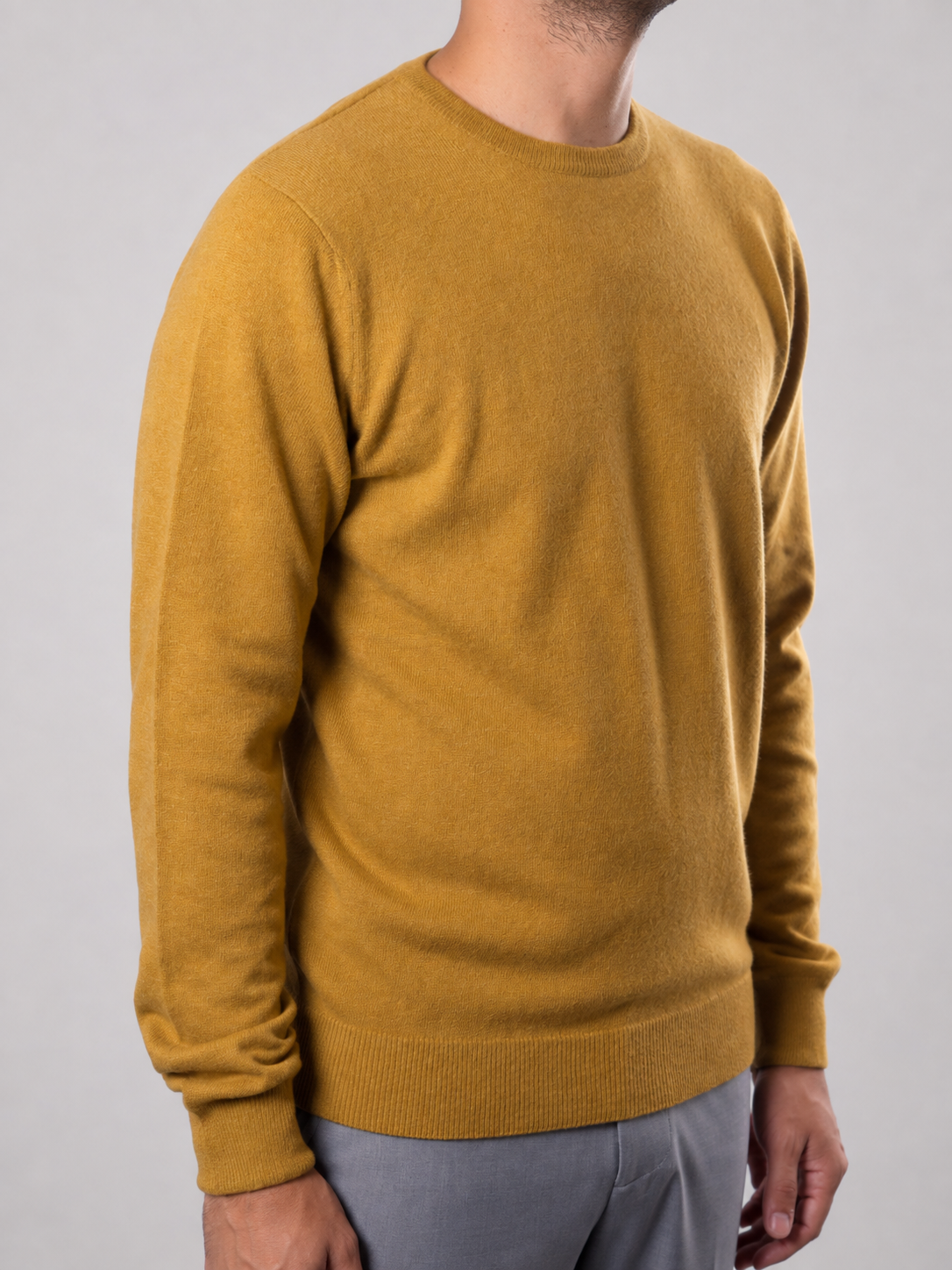 Maglione Girocollo in Cashemere,  100% Made in Italy Senape