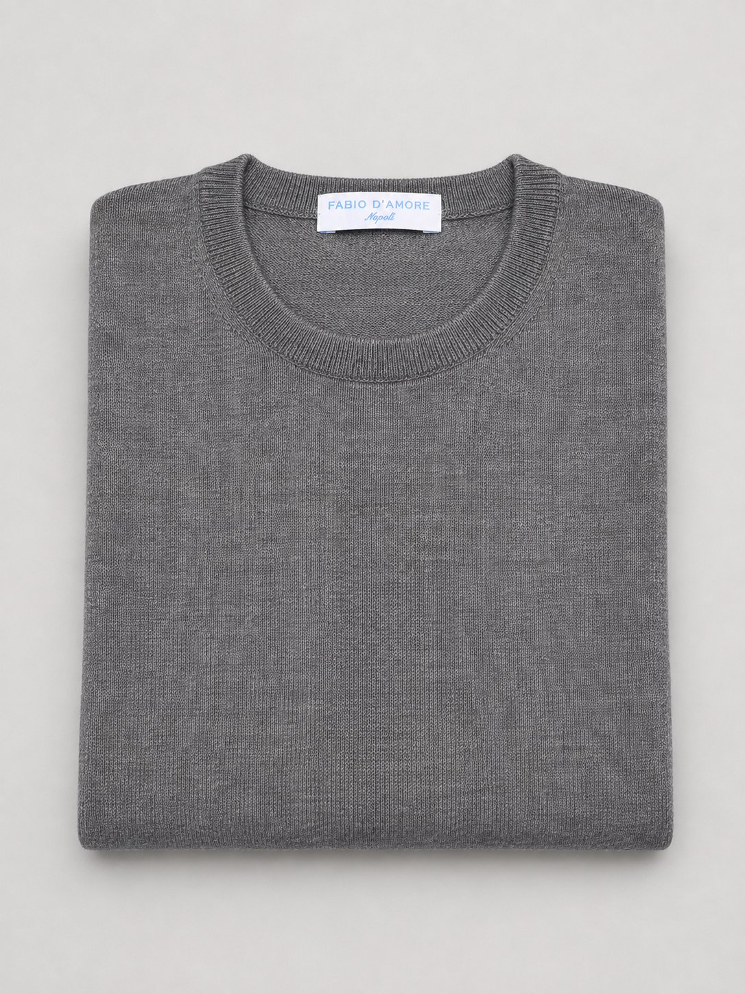 Maglione Girocollo Lana Merinos Made in Italy Grigio