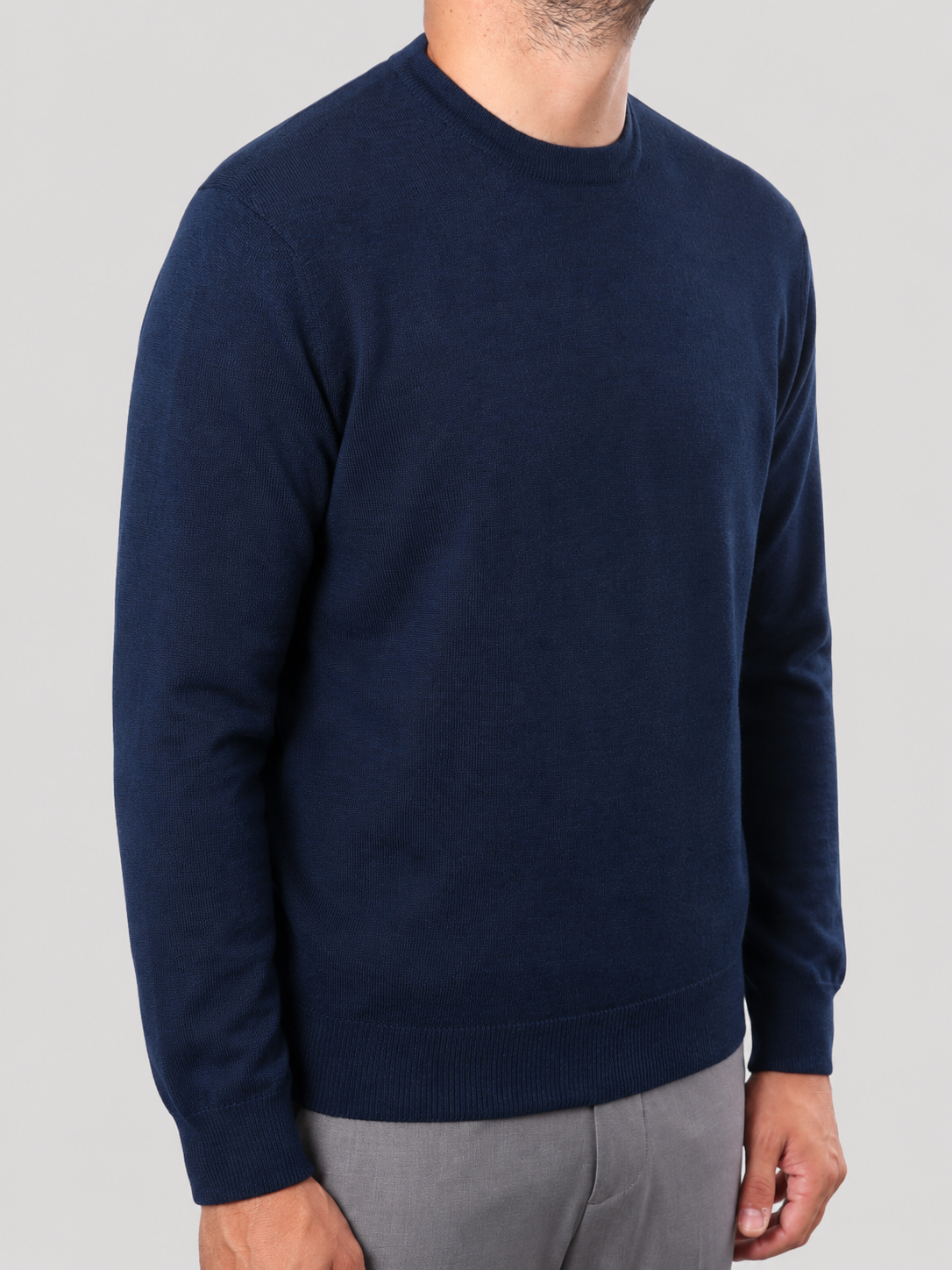 Maglione Girocollo Lana Merinos Made in Italy Inchiostro