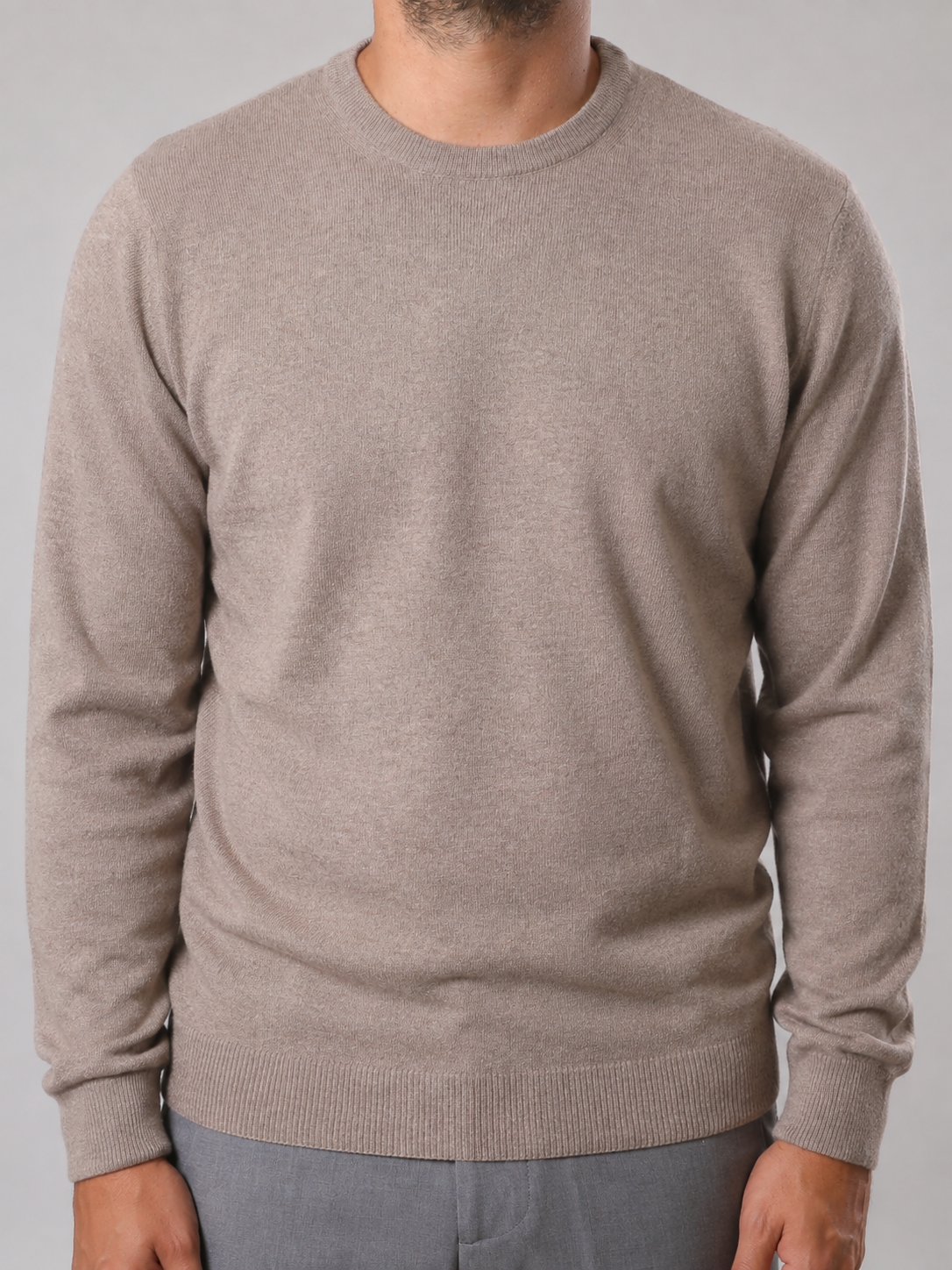 Maglione Girocollo in Cashemere,  100% Made in Italy Sabbia