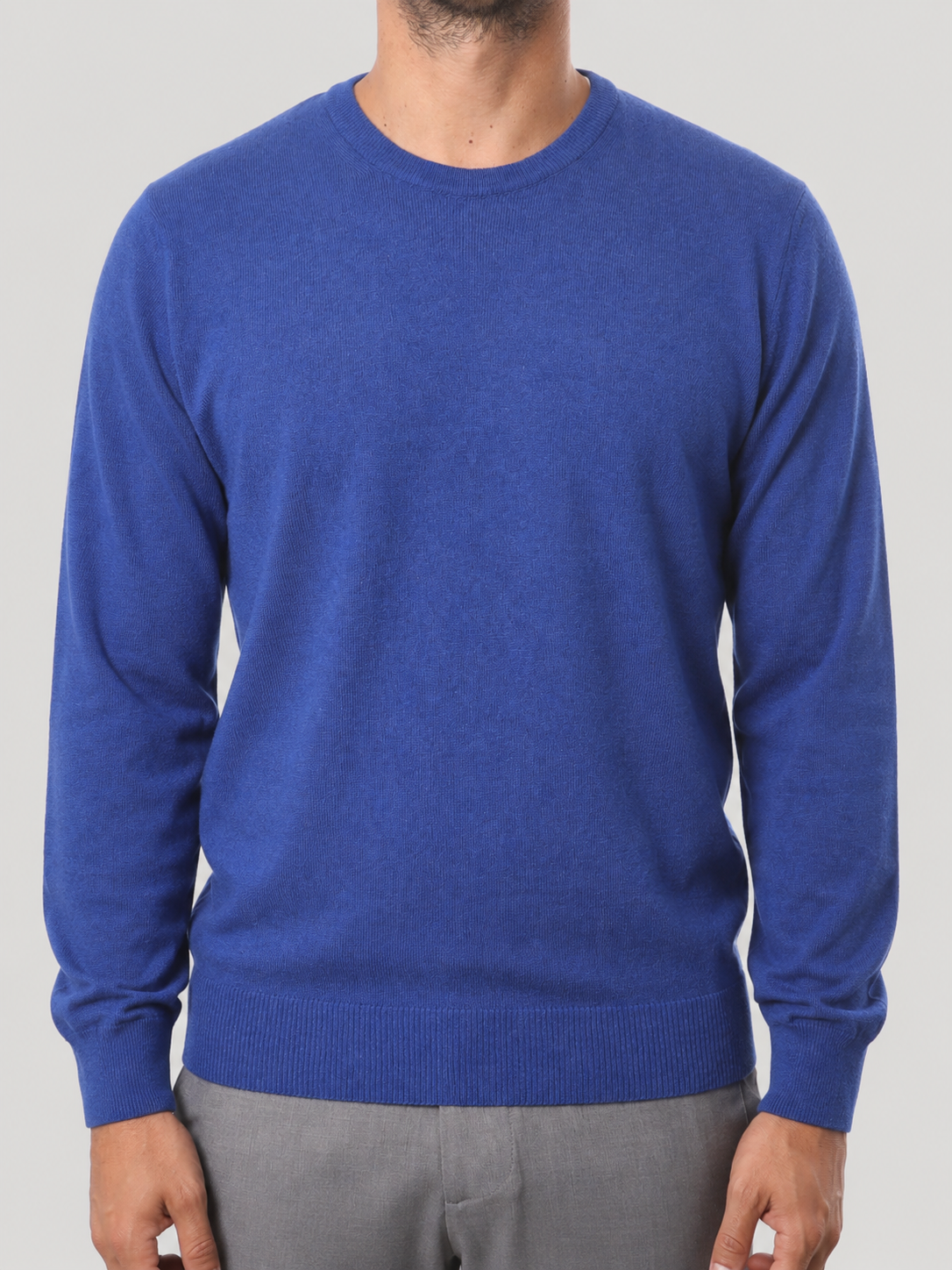 Maglione Girocollo in Cashemere,  100% Made in Italy Bluette
