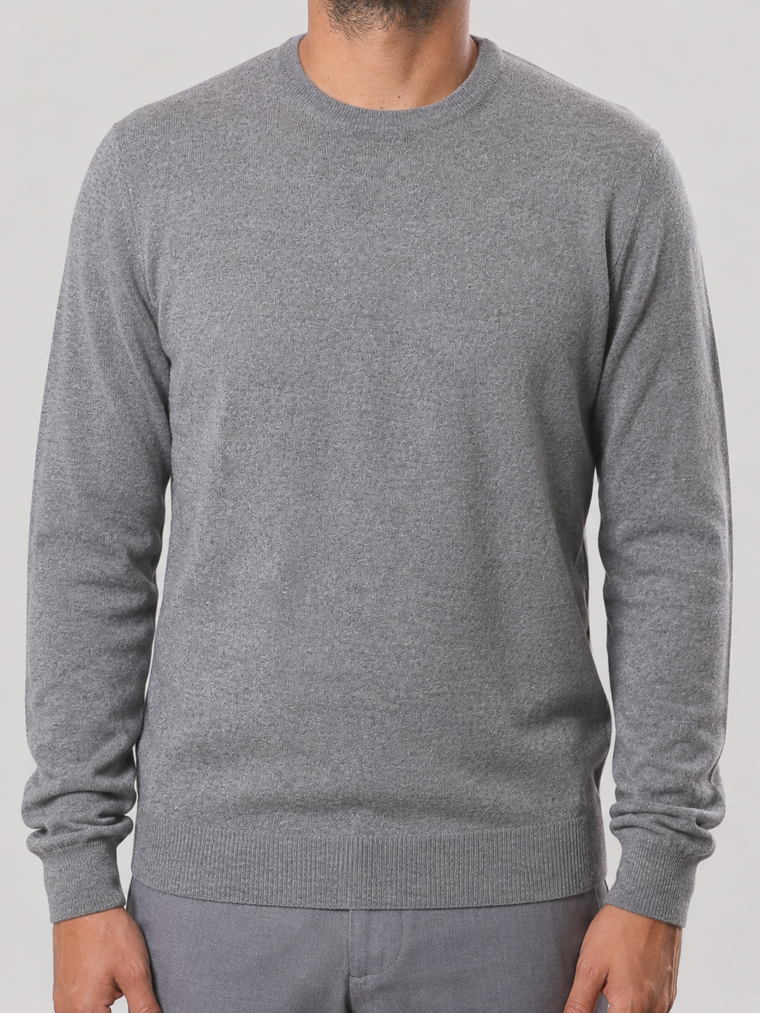 Maglione Girocollo in Cashemere,  100% Made in Italy Grigio