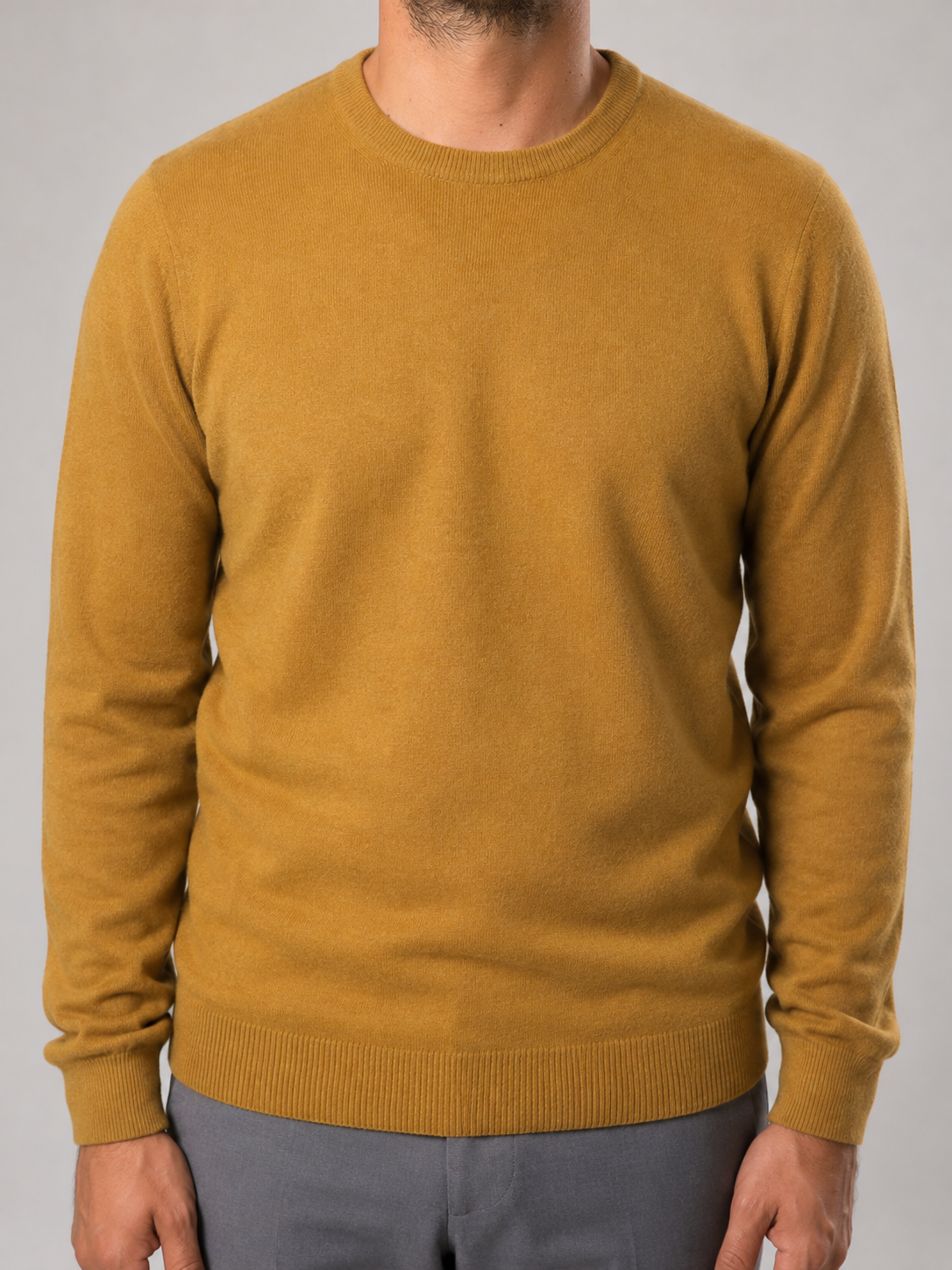 Maglione Girocollo in Cashemere,  100% Made in Italy Senape