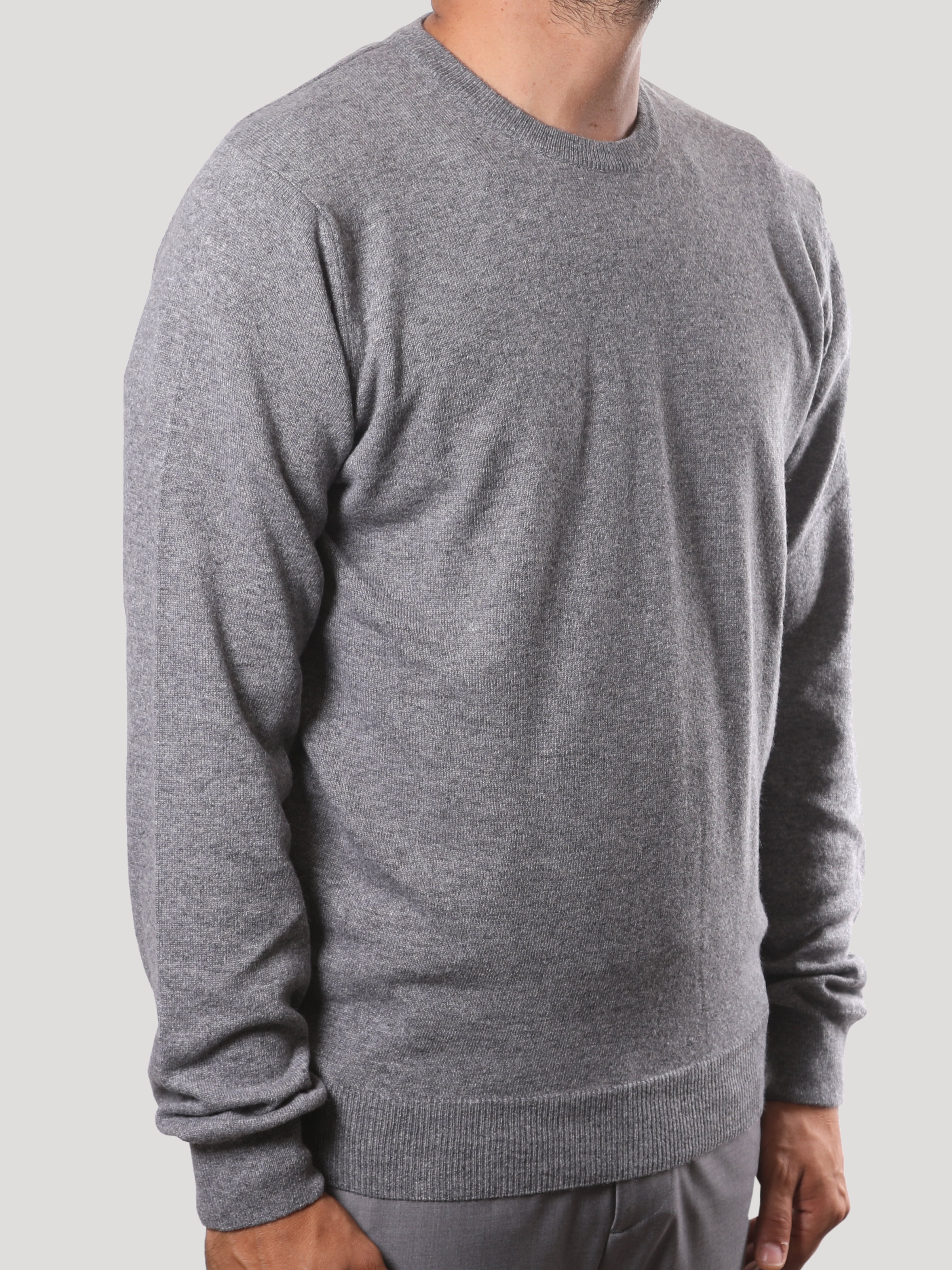 Maglione Girocollo in Cashemere Made in Italy Grigio