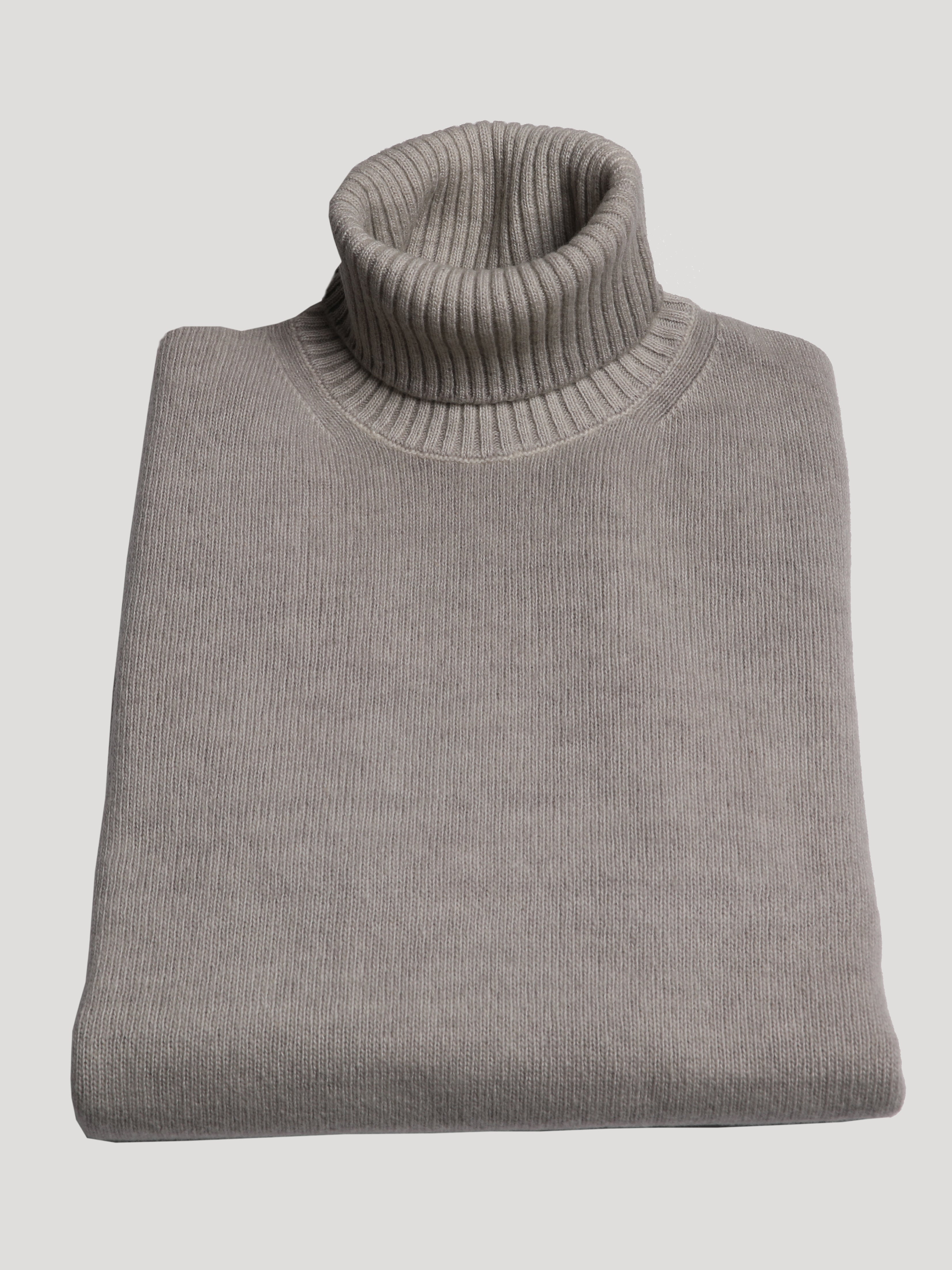 Maglione Collo Alto 100% Lana Made in Italy Perla