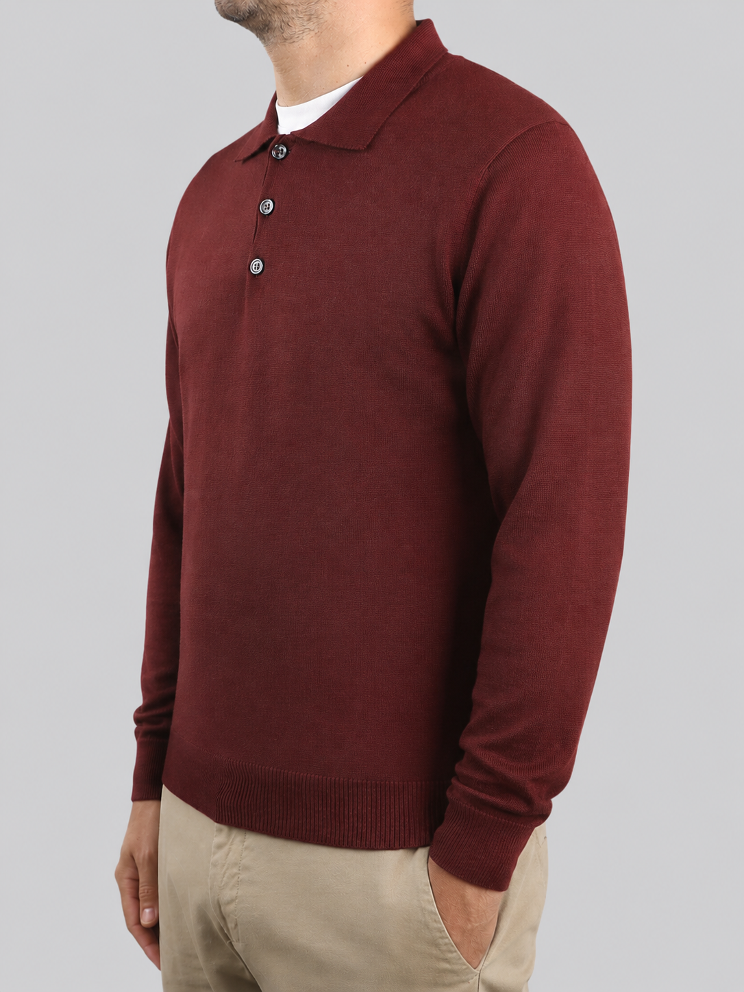 Polo In Lana Merinos Ruggine 100% Made In Italy