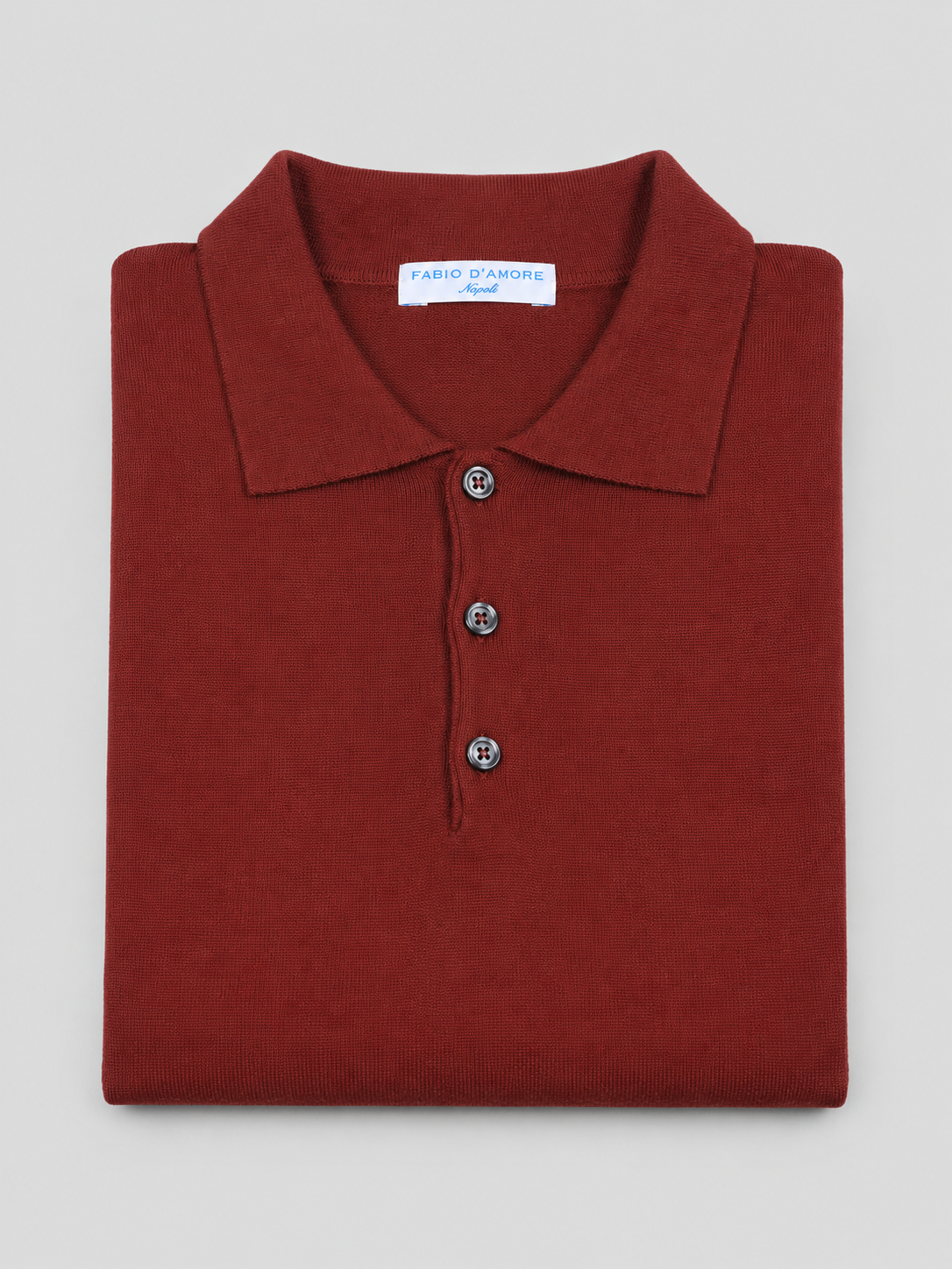 Polo In Lana Merinos Ruggine 100% Made In Italy