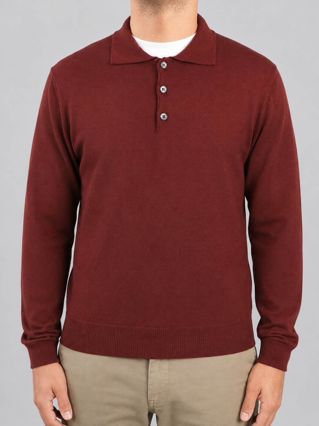 Polo In Lana Merinos Ruggine 100% Made In Italy