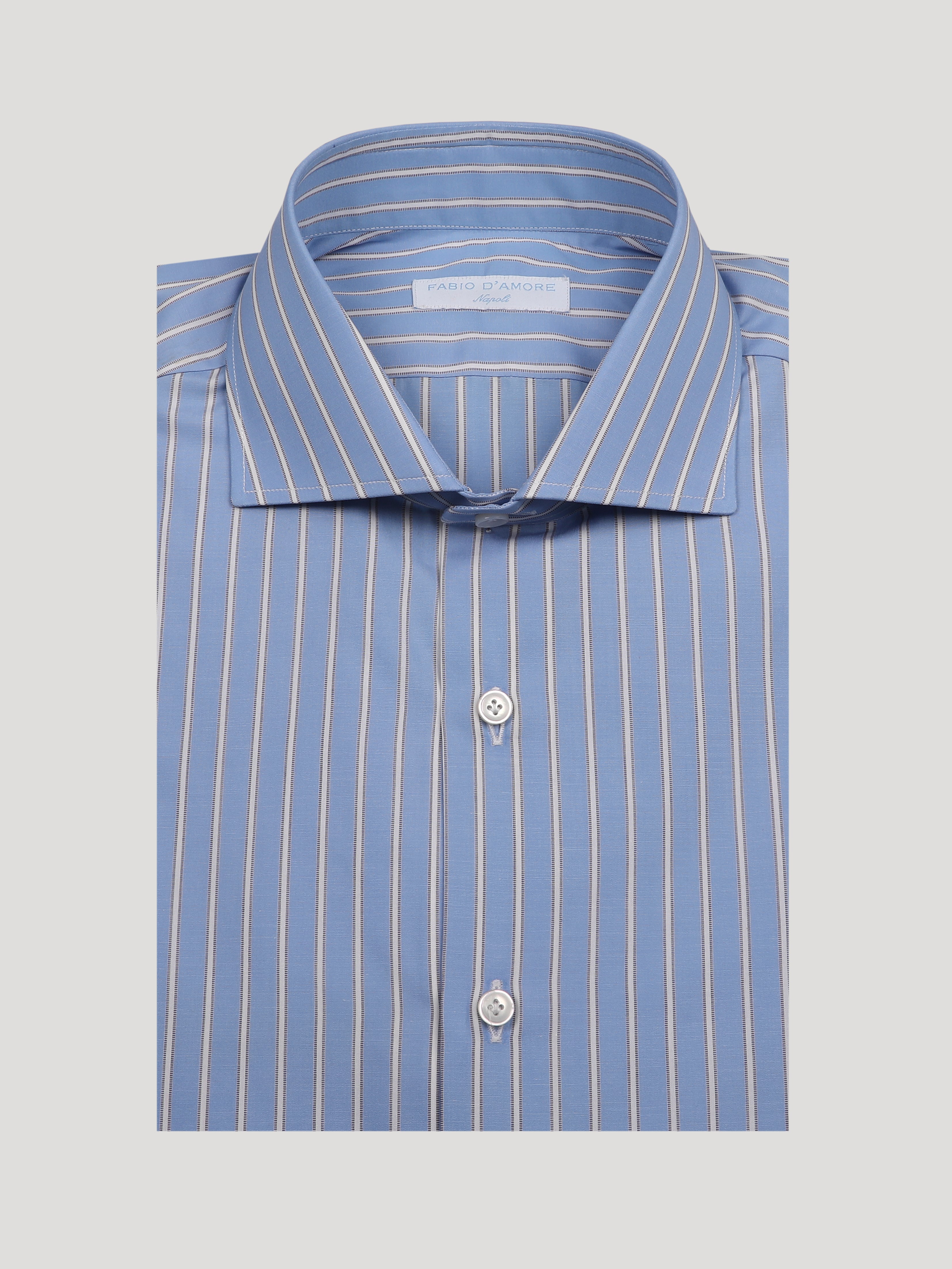 Camicia SLIM Sartoriale Collo Mezzo Francese Made In Italy Prato 100% Cotone Popeline 70 Compact