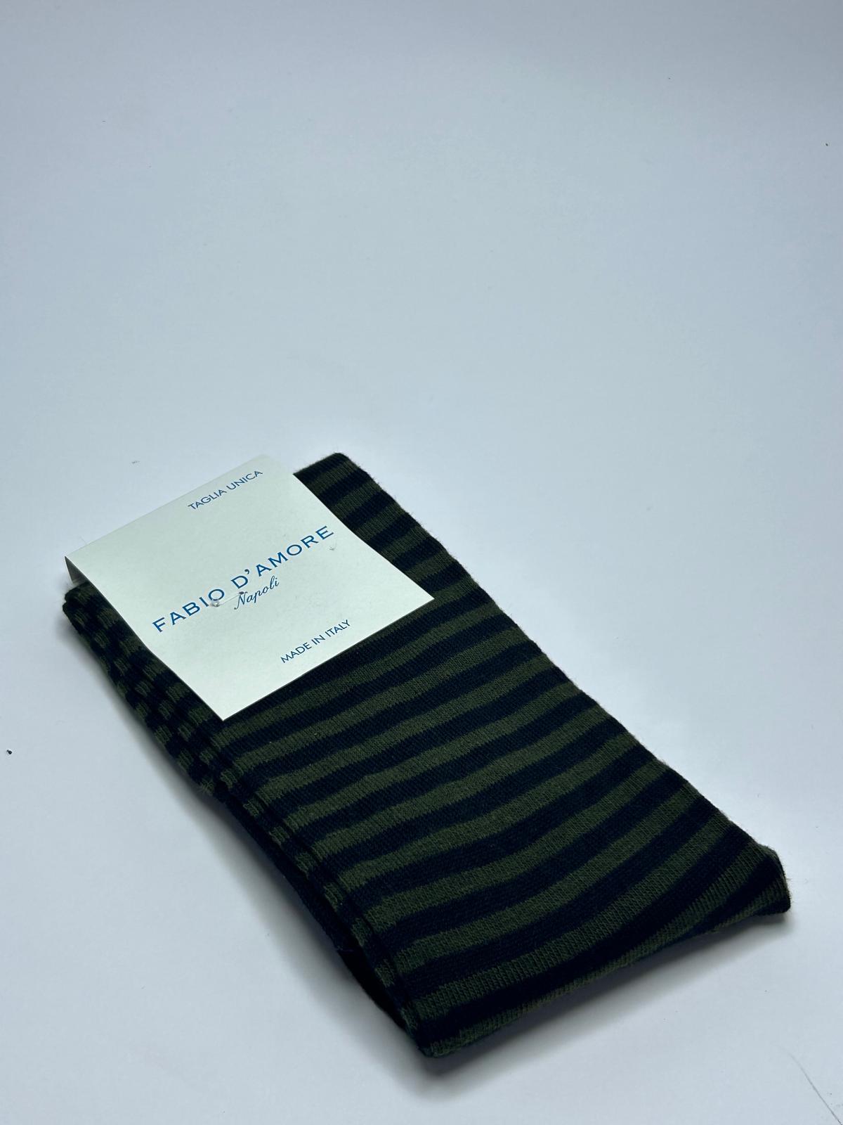 Calzino lungo Riga verde Made in Italy