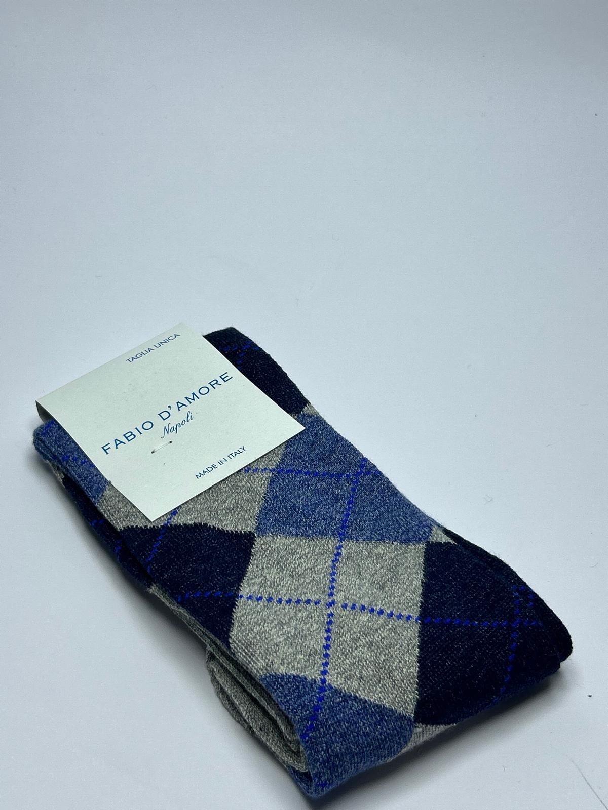 Calzino lungo Rombo blu Made in Italy