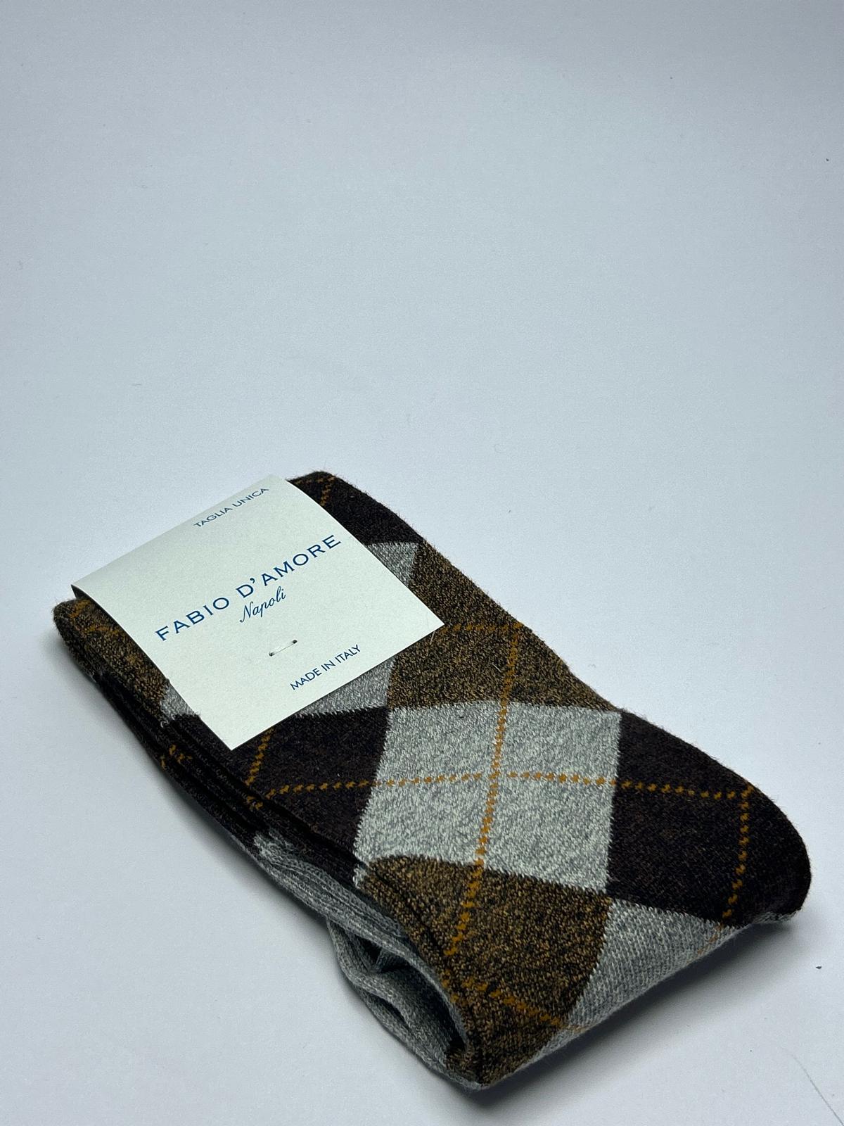 Calzino lungo Rombo marrone Made in Italy