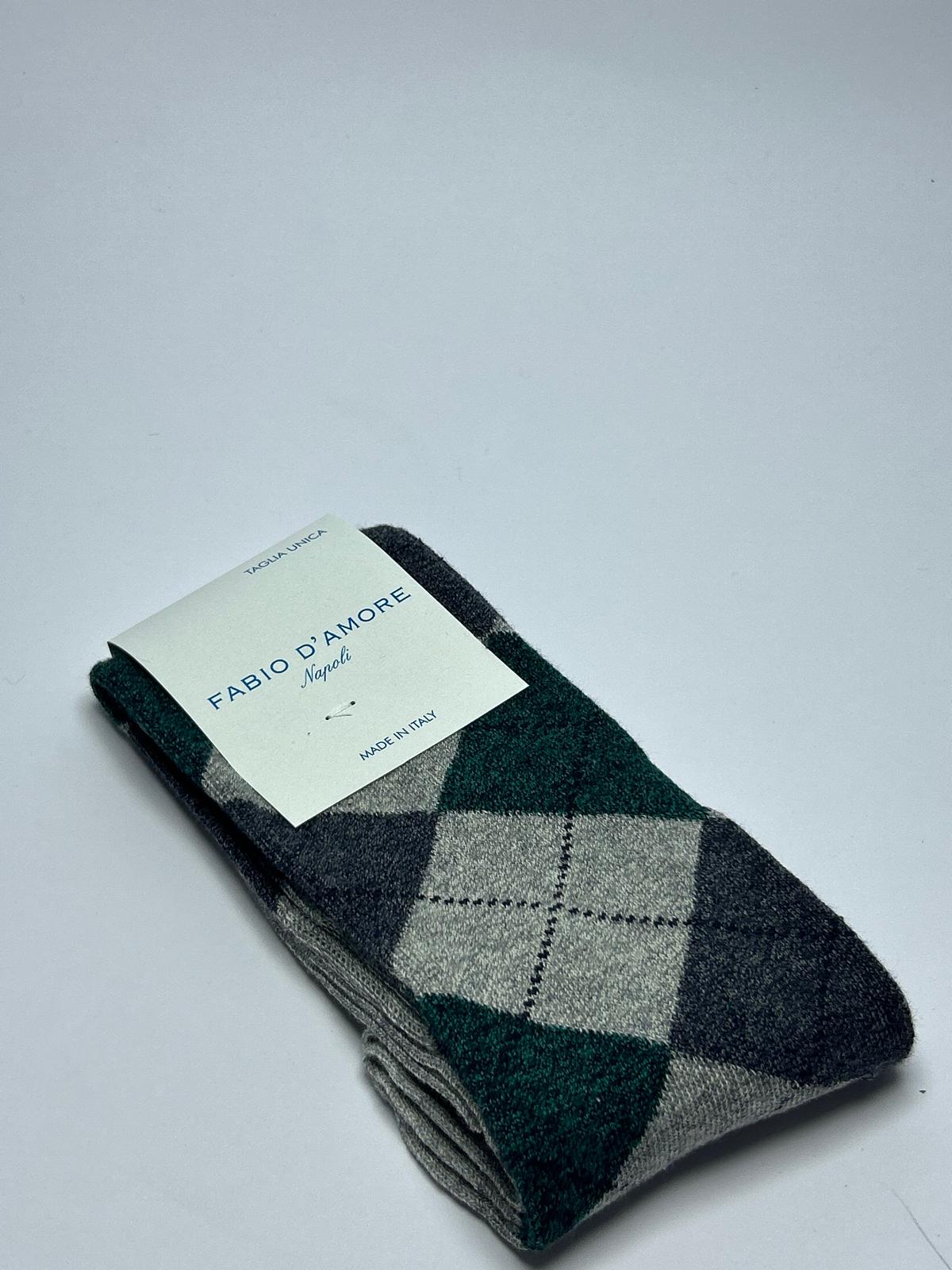Calzino lungo Rombo verde Made in Italy