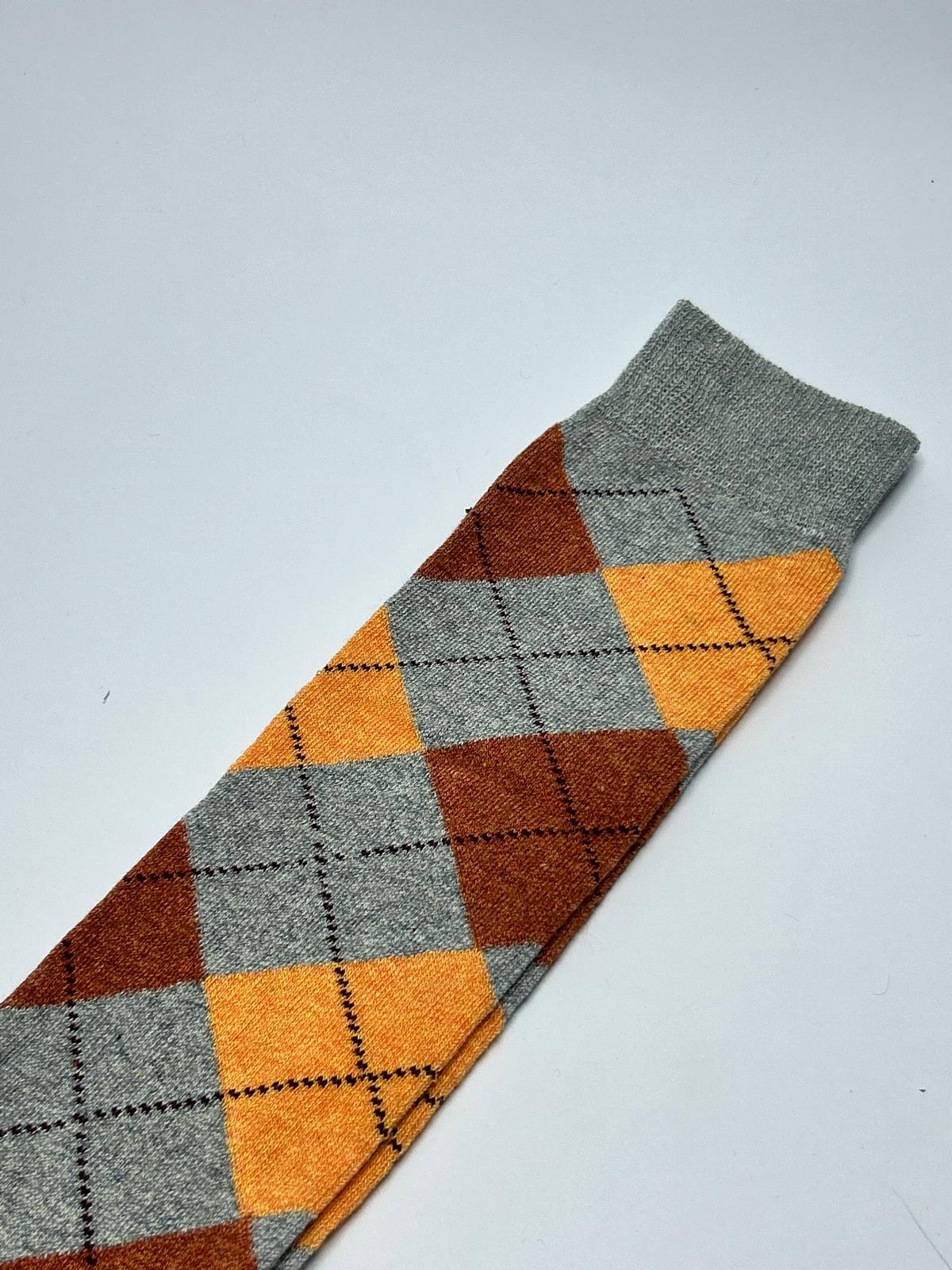 Calzino lungo Rombo arancio Made in Italy