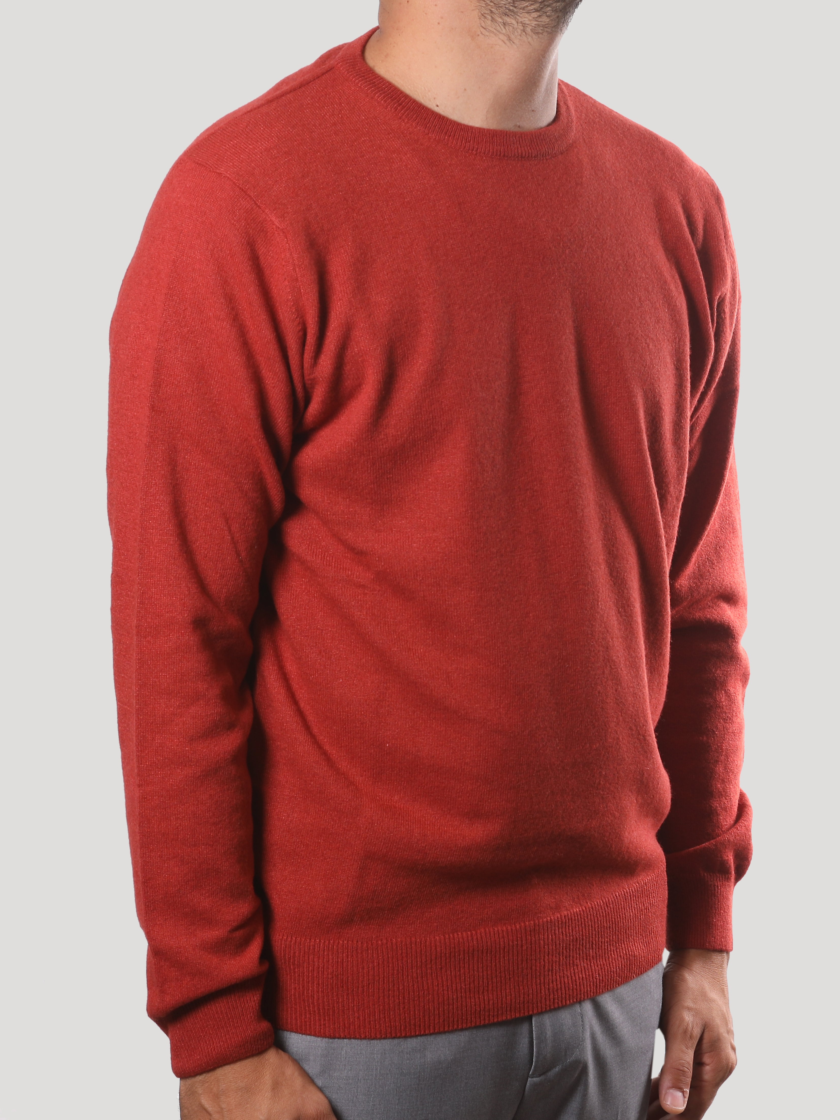 Maglione Girocollo in Cashemere Made in Italy Ruggine