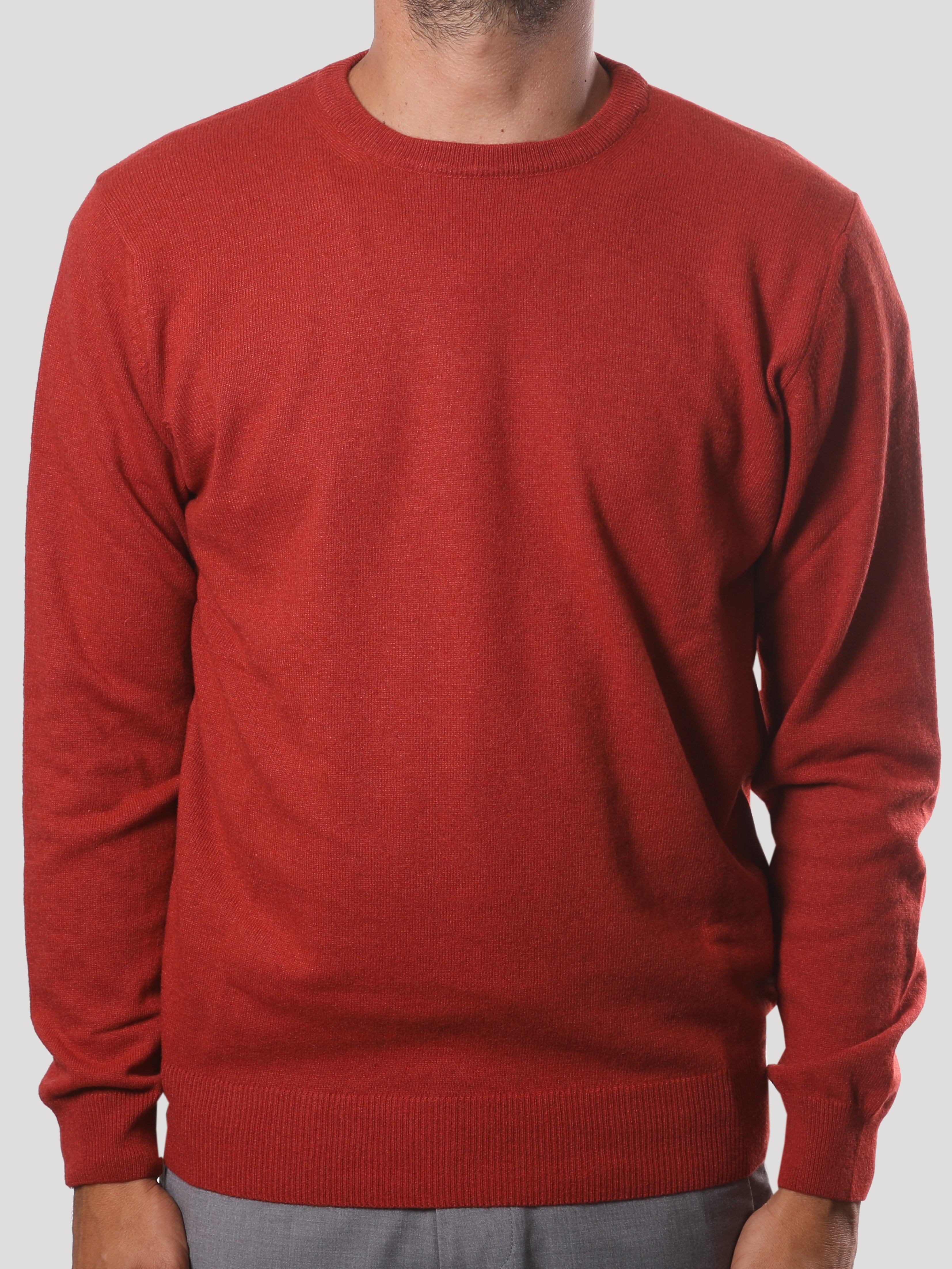 Maglione Girocollo in Cashemere Made in Italy Ruggine