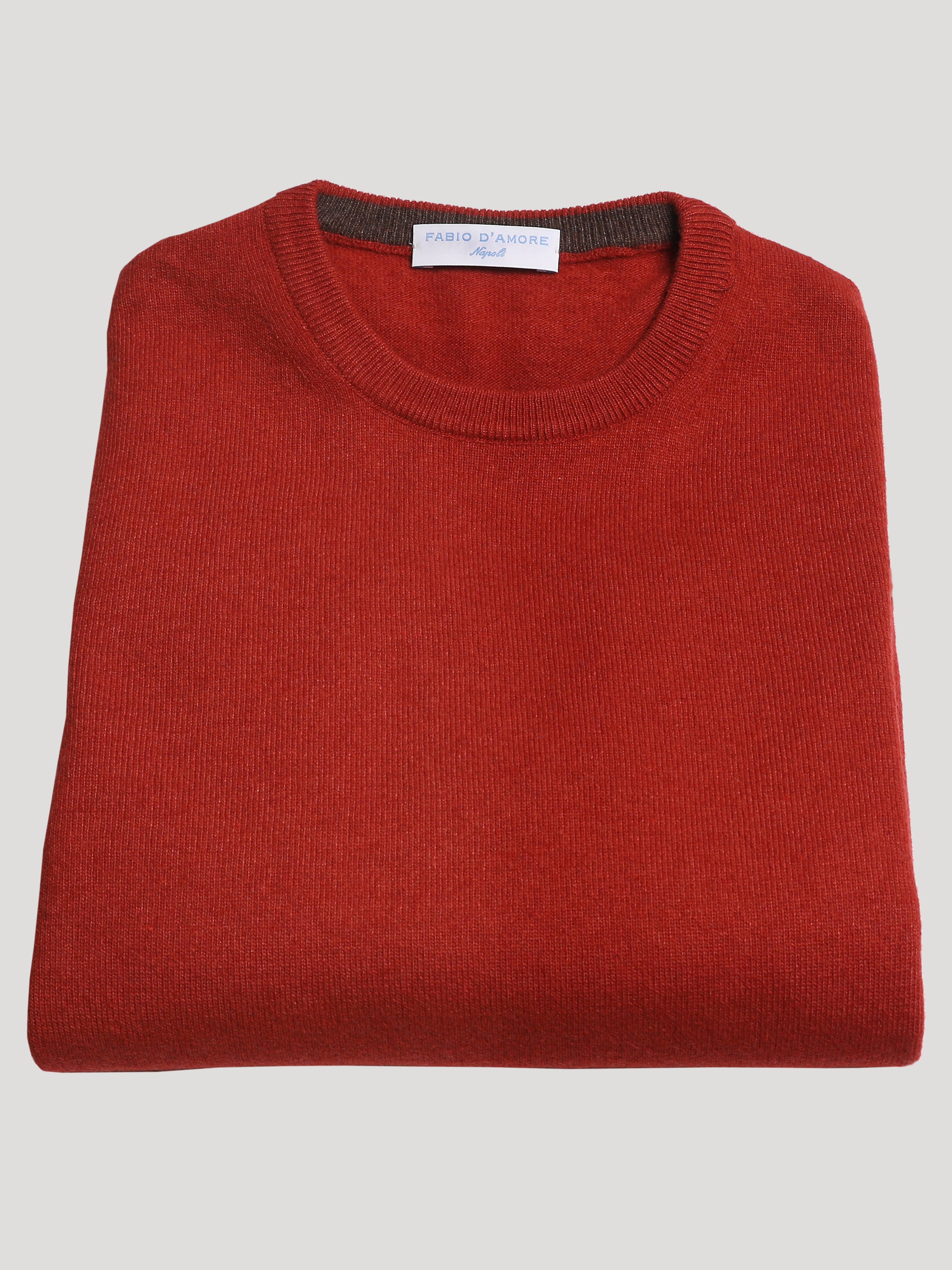 Maglione Girocollo in Cashemere Made in Italy Ruggine