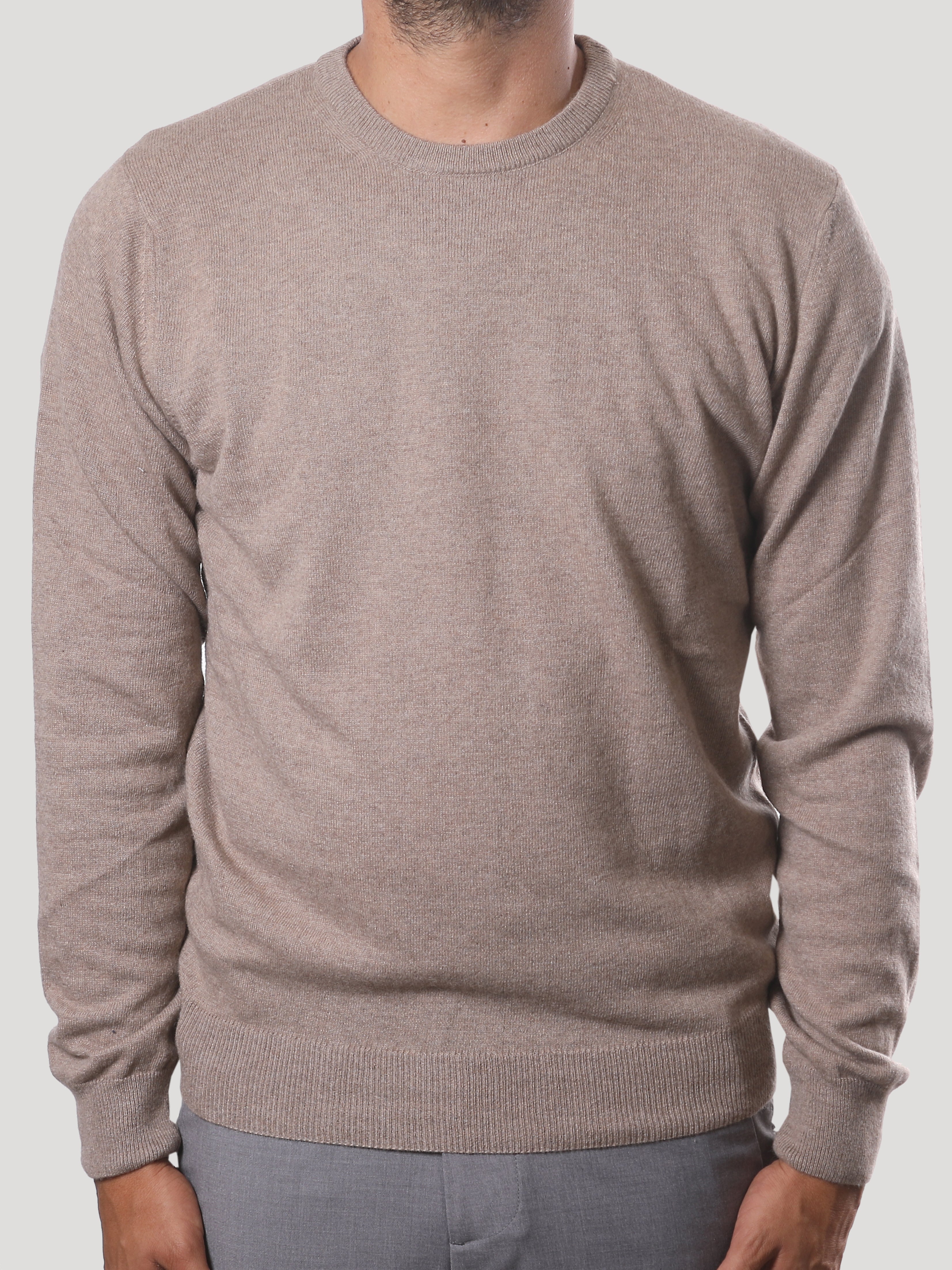 Maglione Girocollo in Cashemere Made in Italy Sabbia
