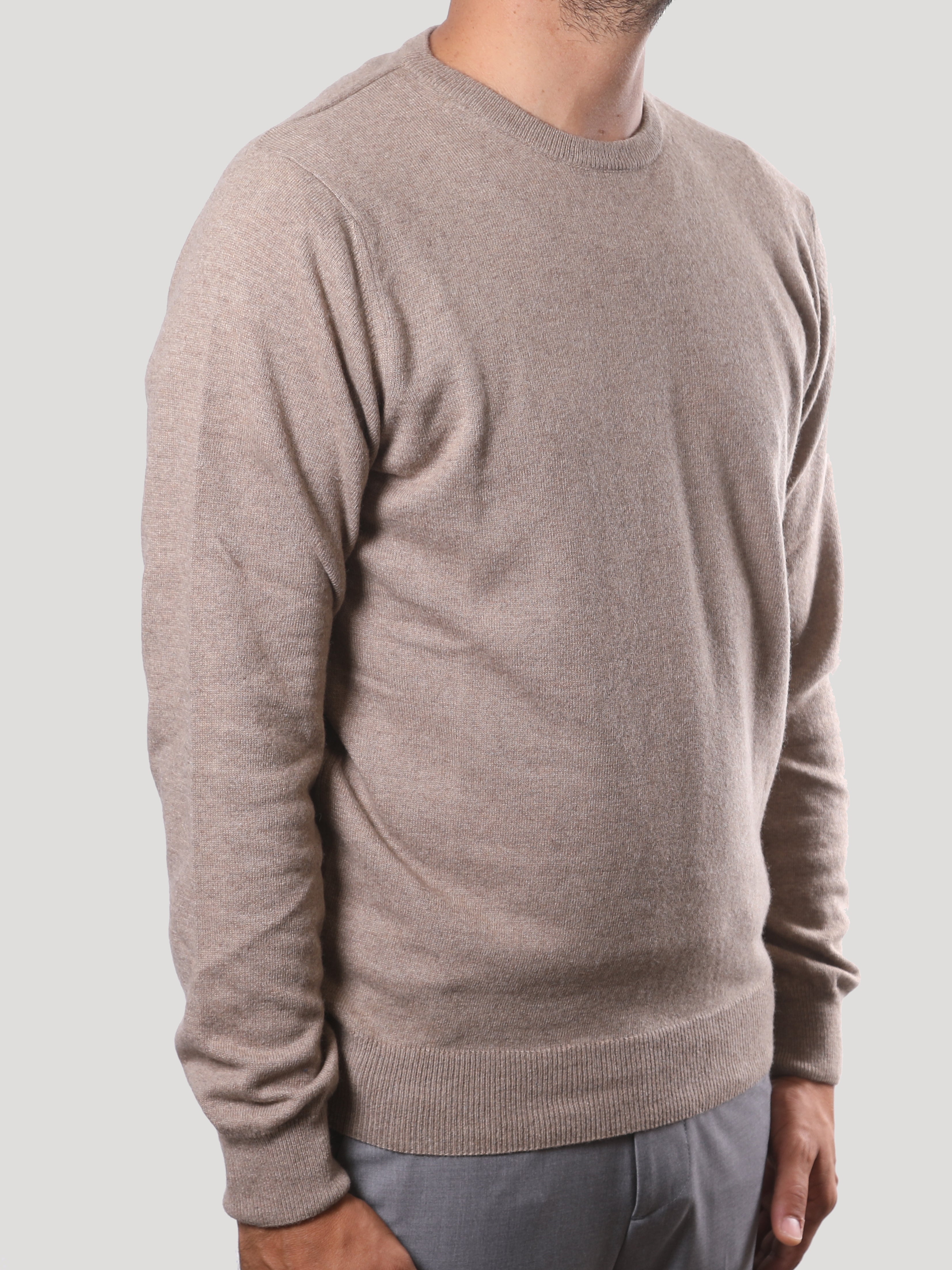 Maglione Girocollo in Cashemere Made in Italy Sabbia
