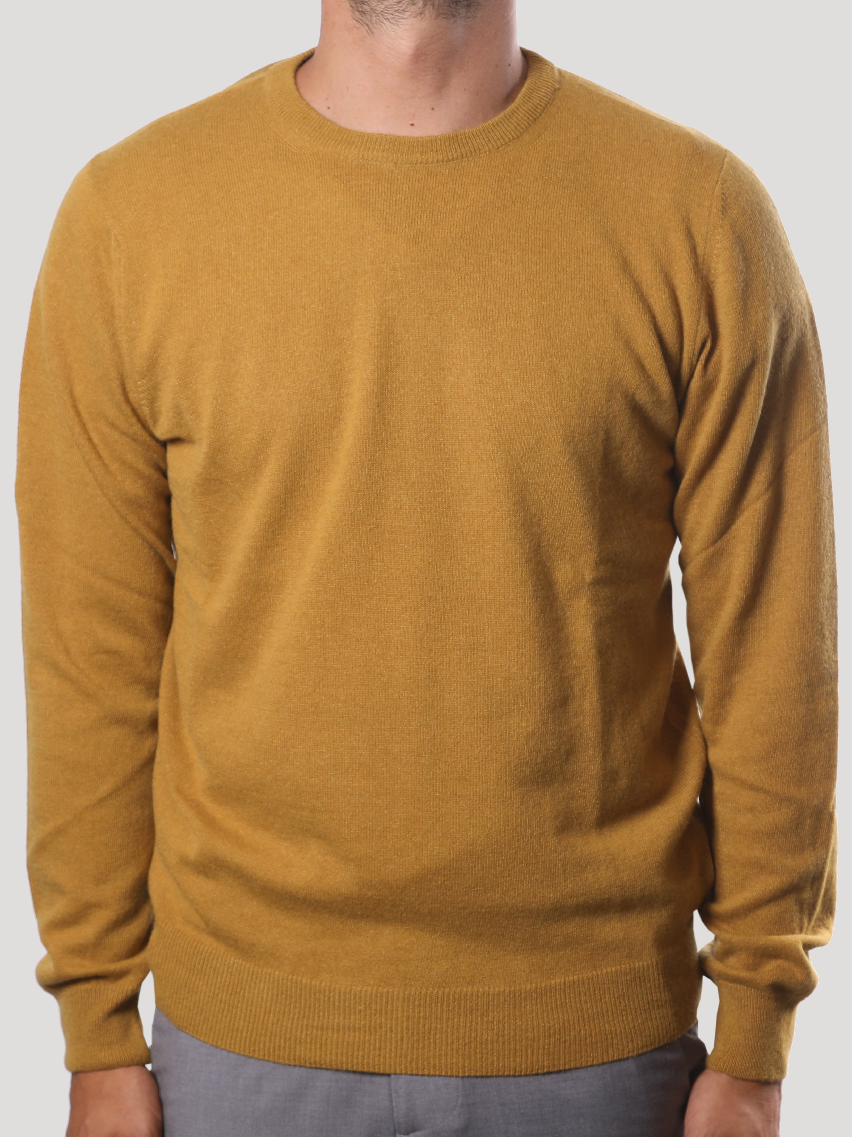 Maglione Girocollo in Cashemere Made in Italy Senape