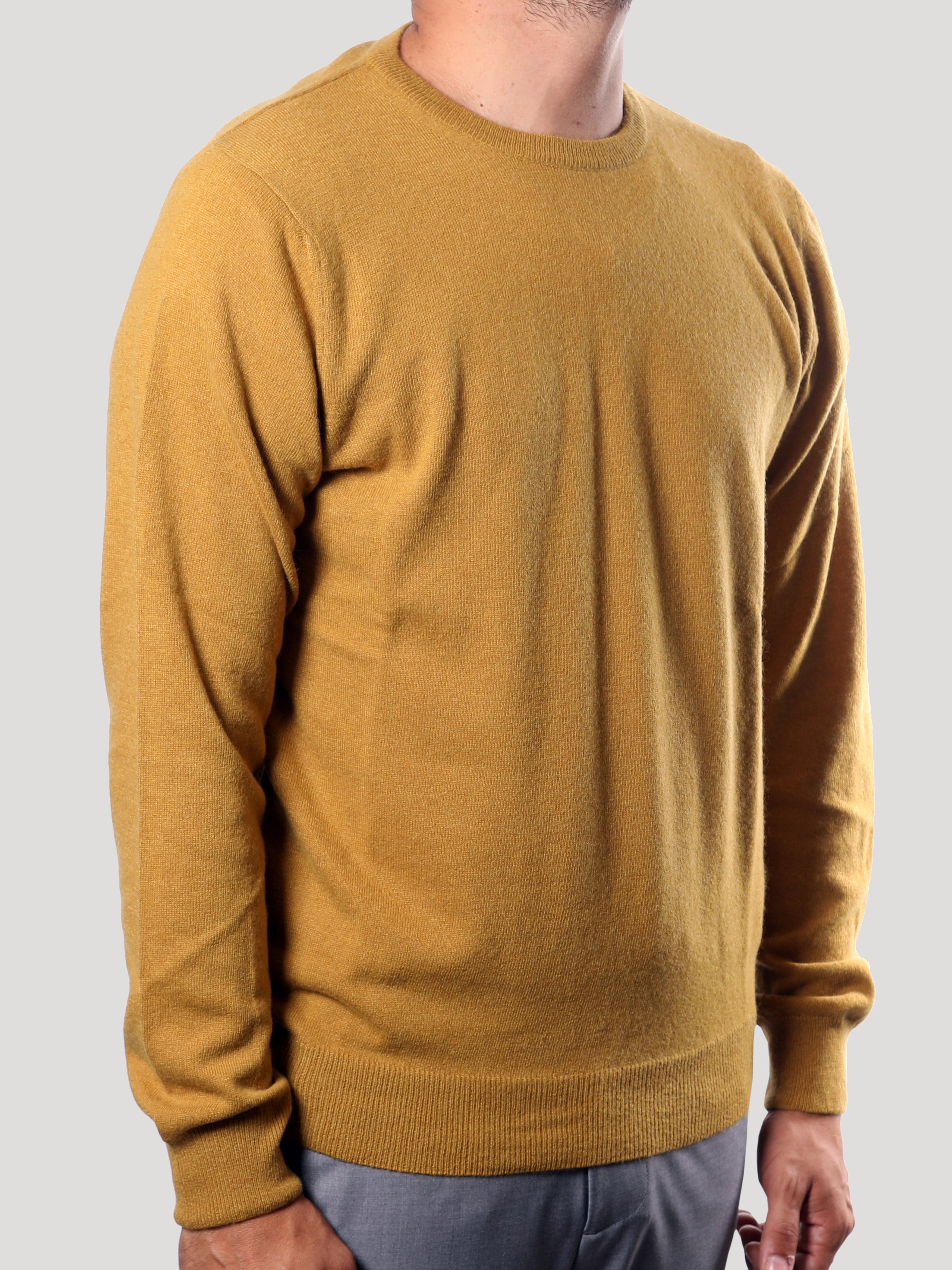Maglione Girocollo in Cashemere Made in Italy Senape