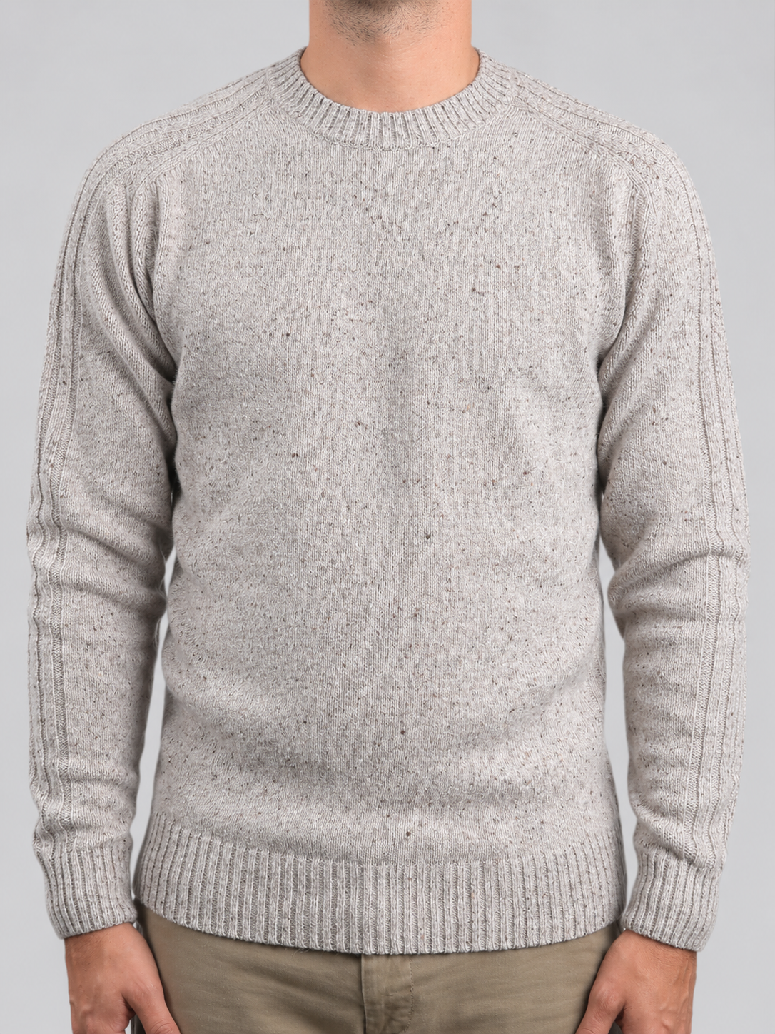 Maglione Girocollo in Lana Shetland Beige 100% Made in Italy
