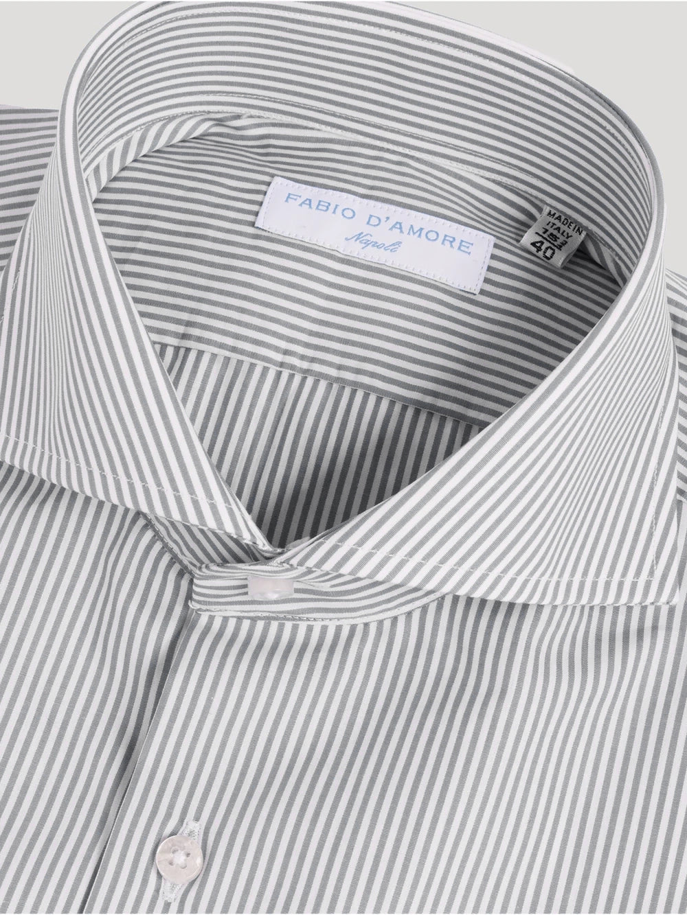 Camicia Sartoriale Collo Mezzo Francese Naxos Grigio Made In Italy 100% Cotone Popeline 70 Compact