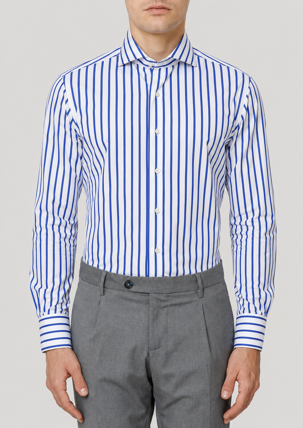 Camicia Slim Sartoriale Vivara Riga Blu Made In Italy