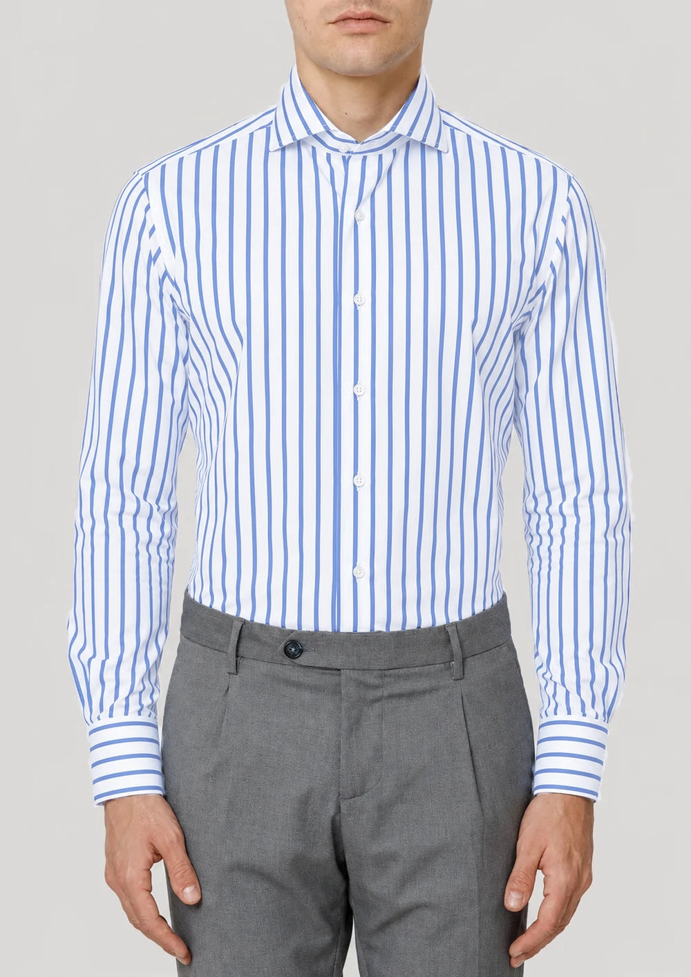 Camicia Sartoriale Vivara Riga Celeste Made In Italy