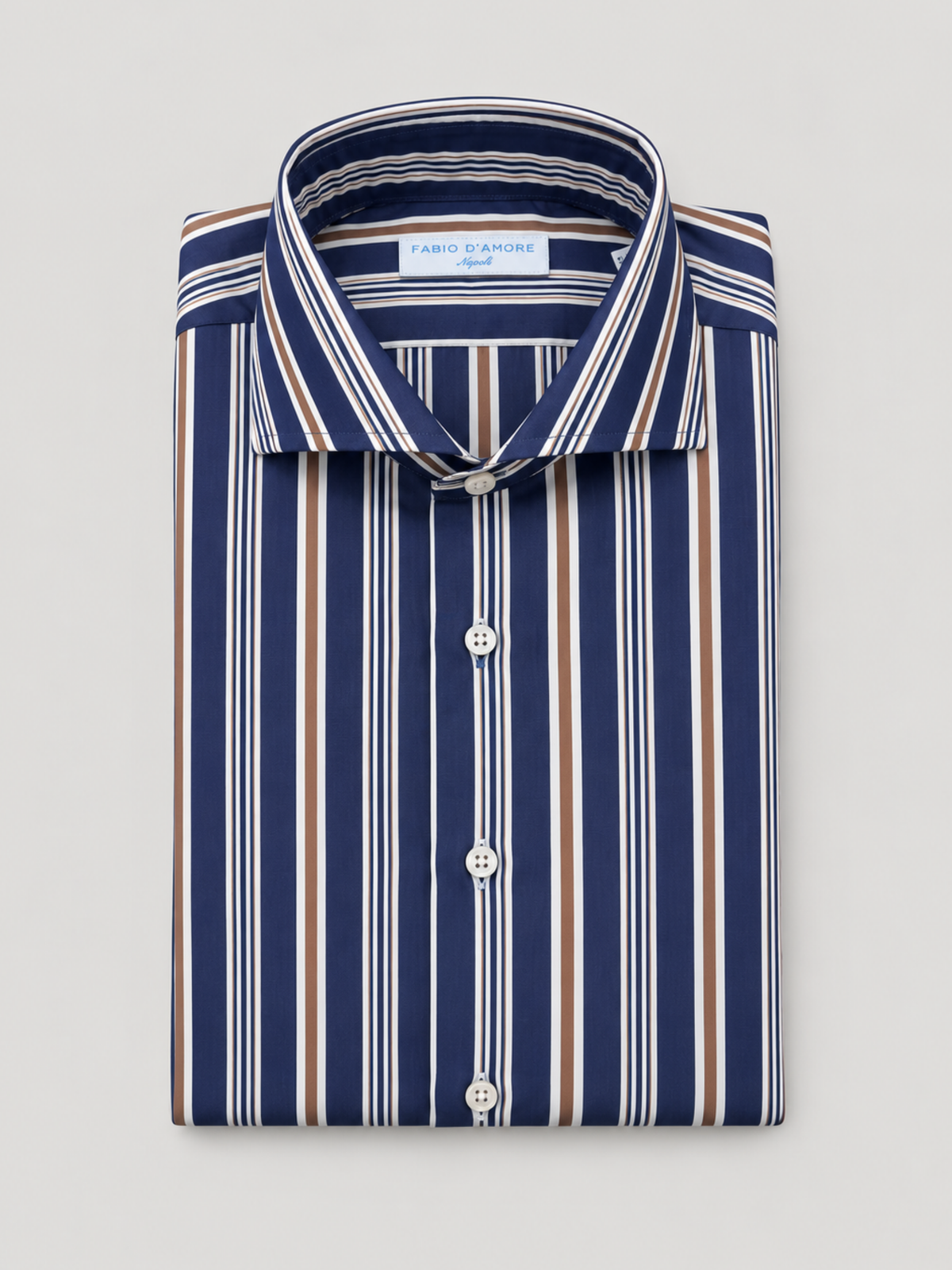 Camicia Sartoriale Rigata Tower Blue Made In Italy 100% Cotone
