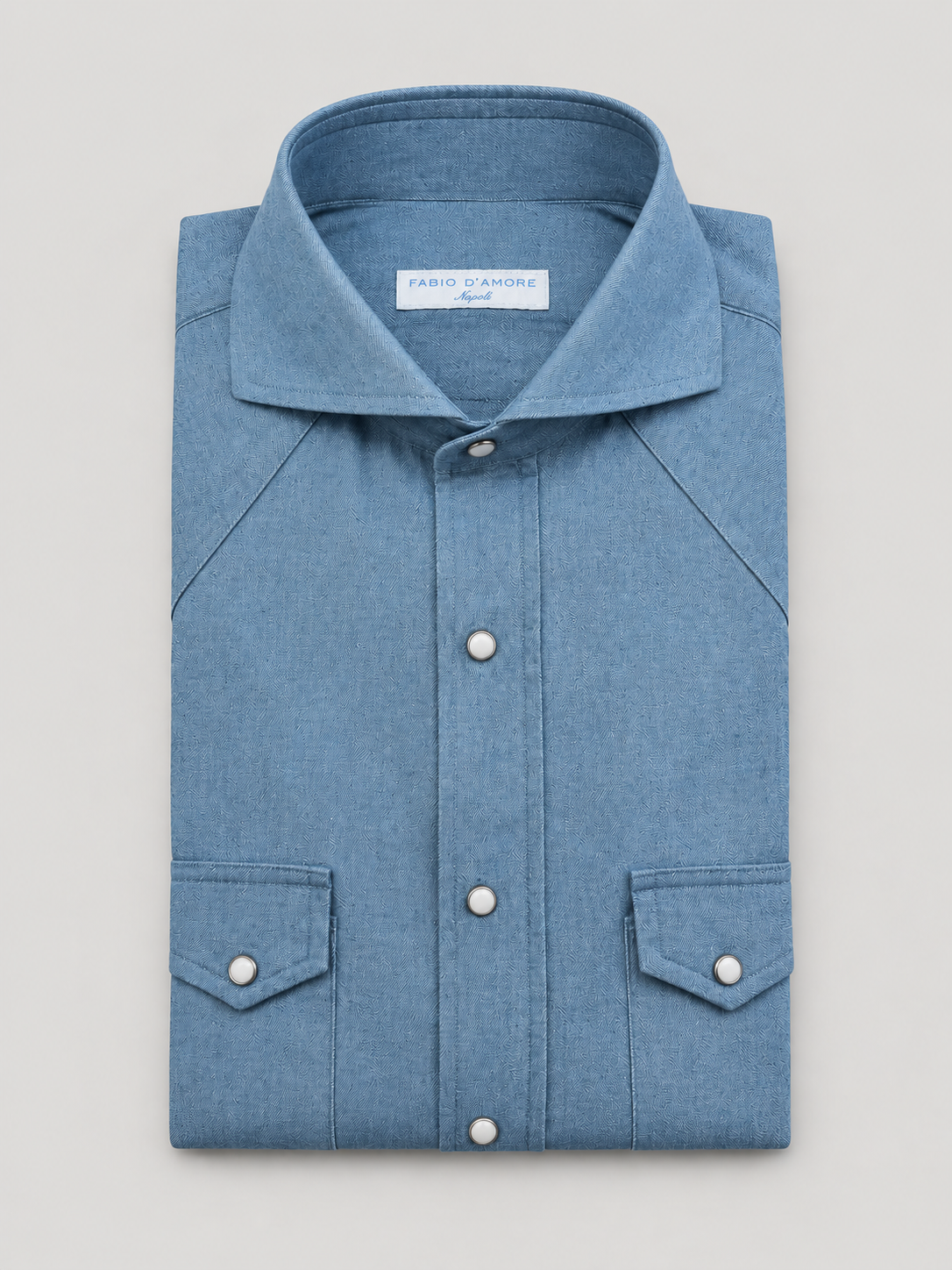 Camicia Texana in Denim Celeste Made in Italy
